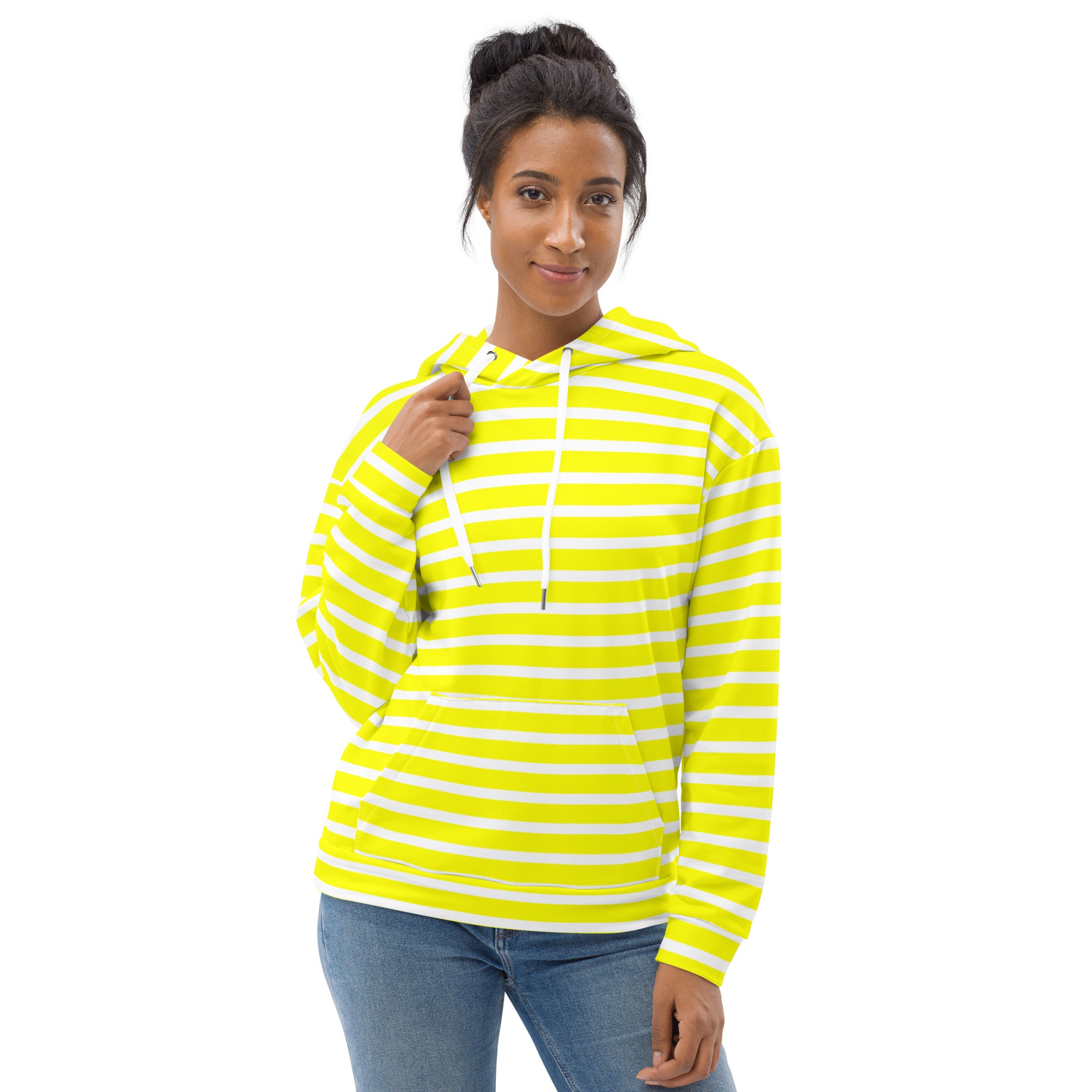 Unisex Hoodie- White and Yellow Striped