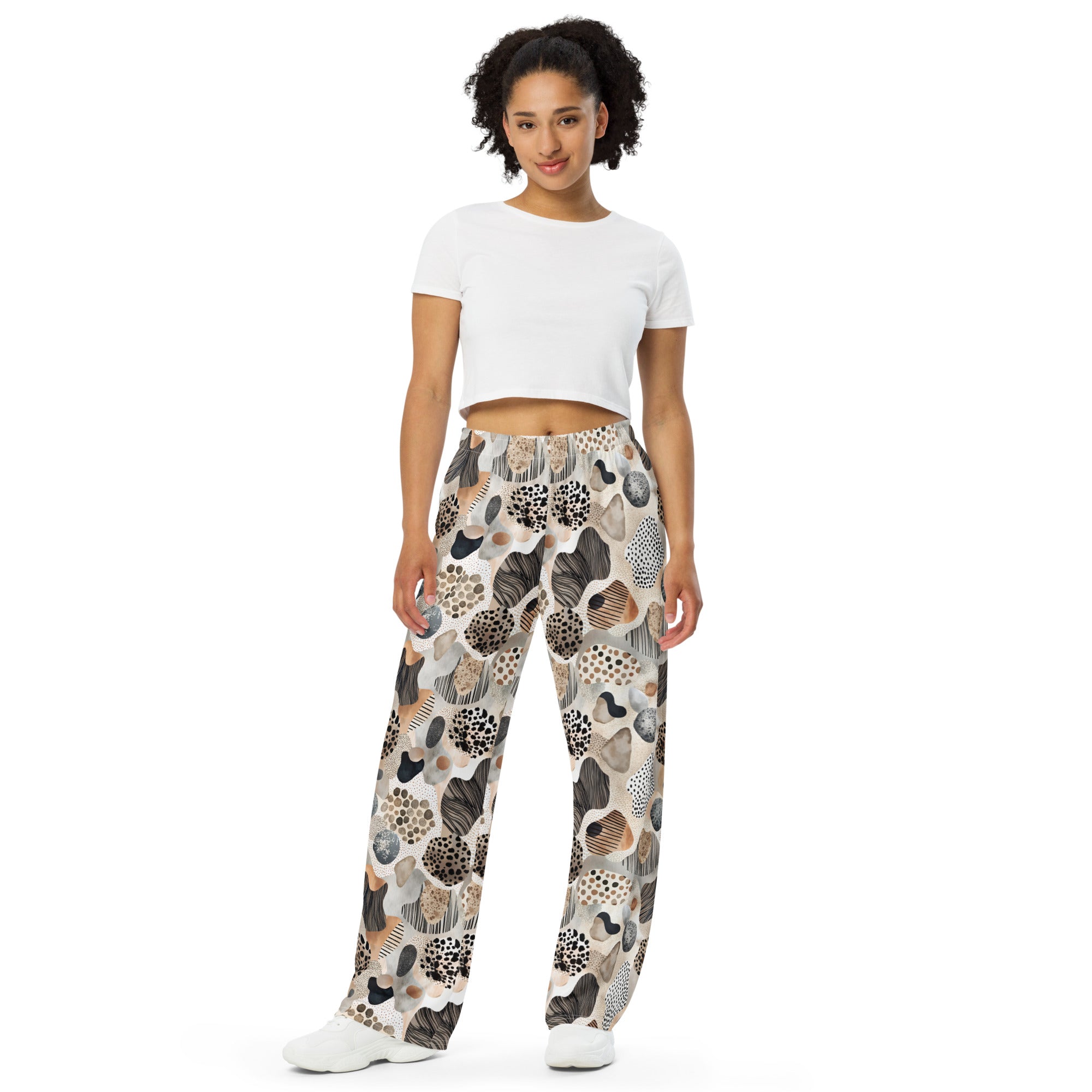 unisex wide-leg pants- Artsy Animal Print Design VIII
