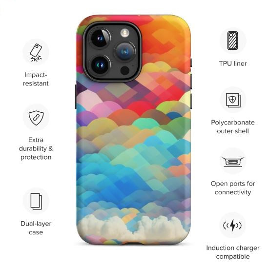 Tough Case for iPhone®- Rainbow Cloud Pattern II