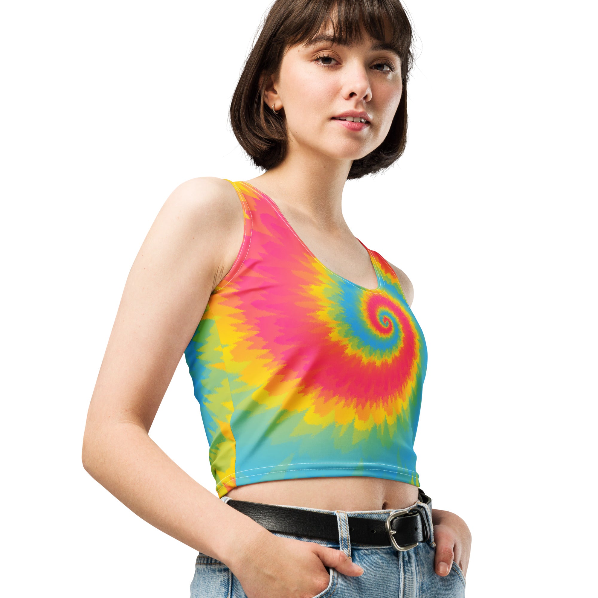 Crop Top-Tie Dye Spiral - Pansexual