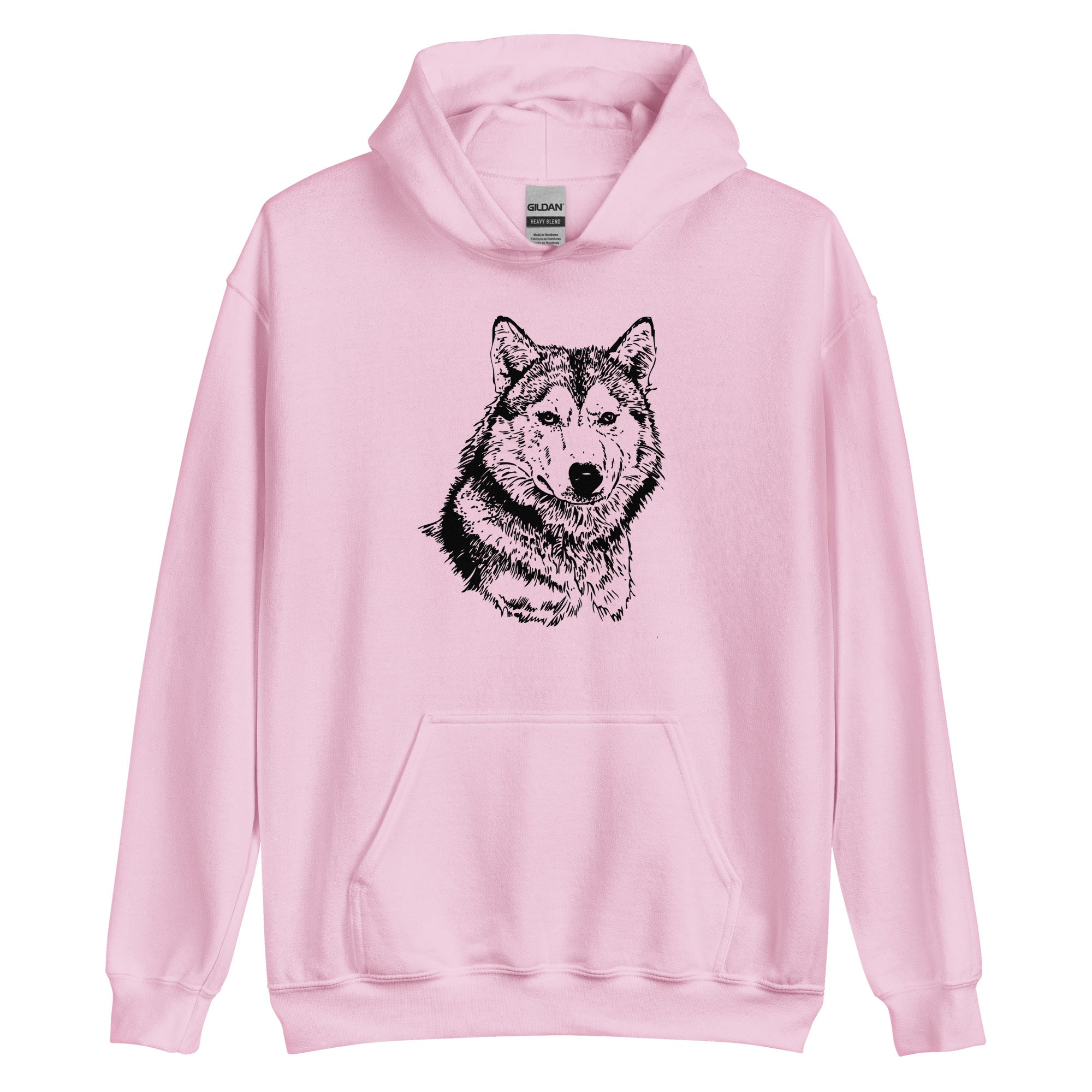 Unisex Hoodie- Hand drawn Wolf Mono