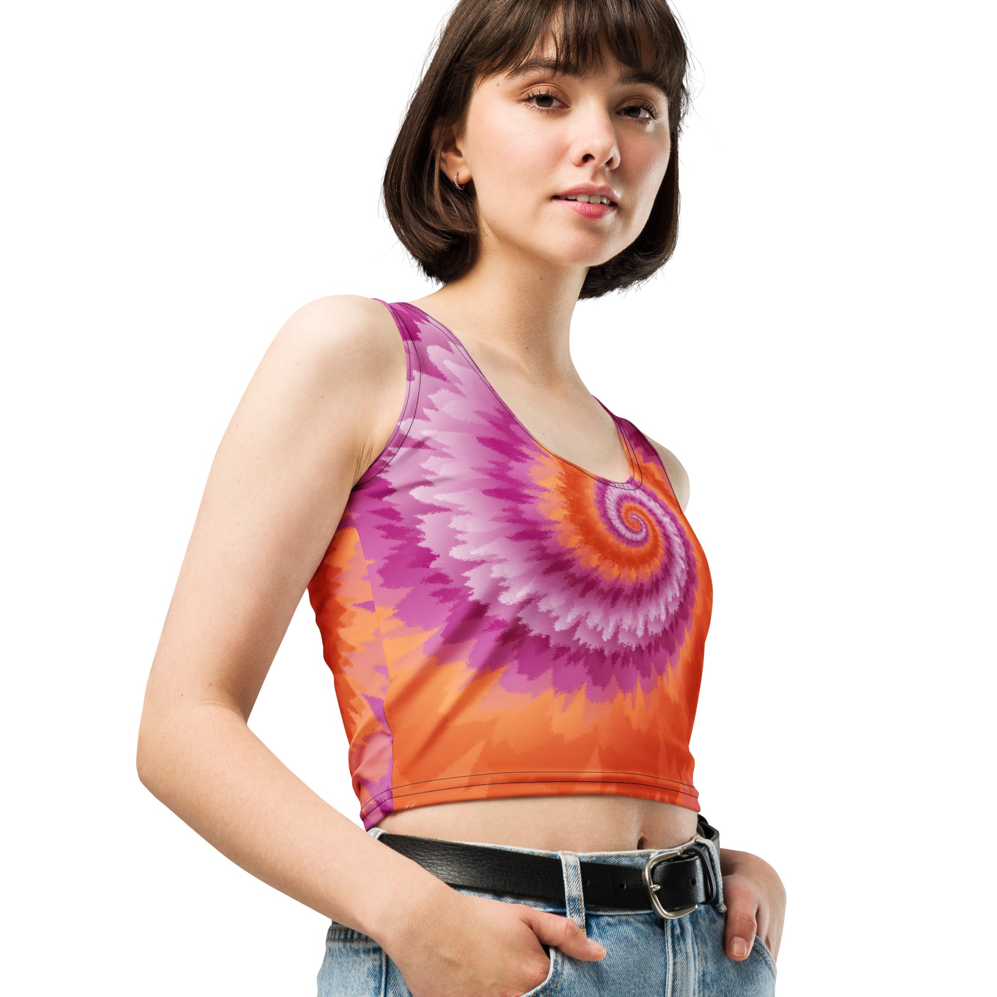 Crop Top-Tie Dye Spiral - Lesbian