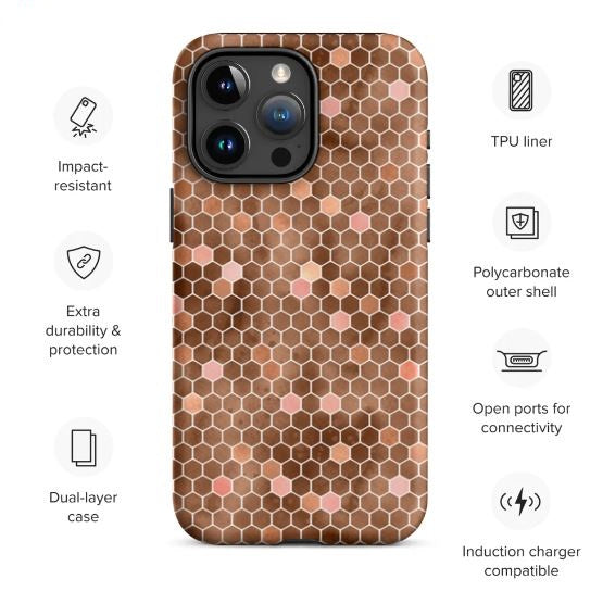 Tough Case for iPhone®- Honeycomb Brown