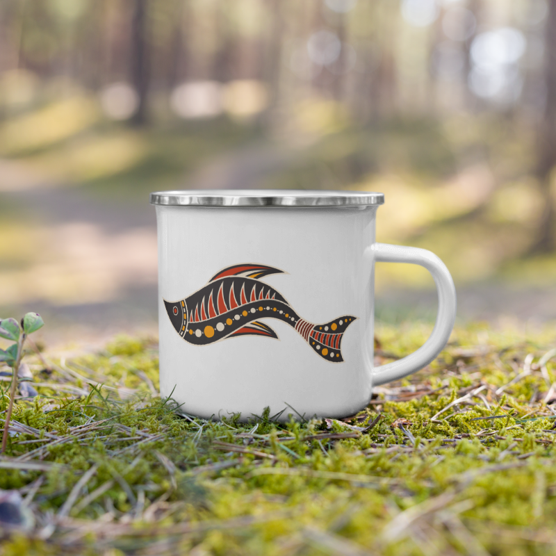 Enamel Mug- Australian Tribal Painting Fish Figure II