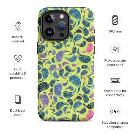 Tough Case for iPhone®- Paisley Yellow