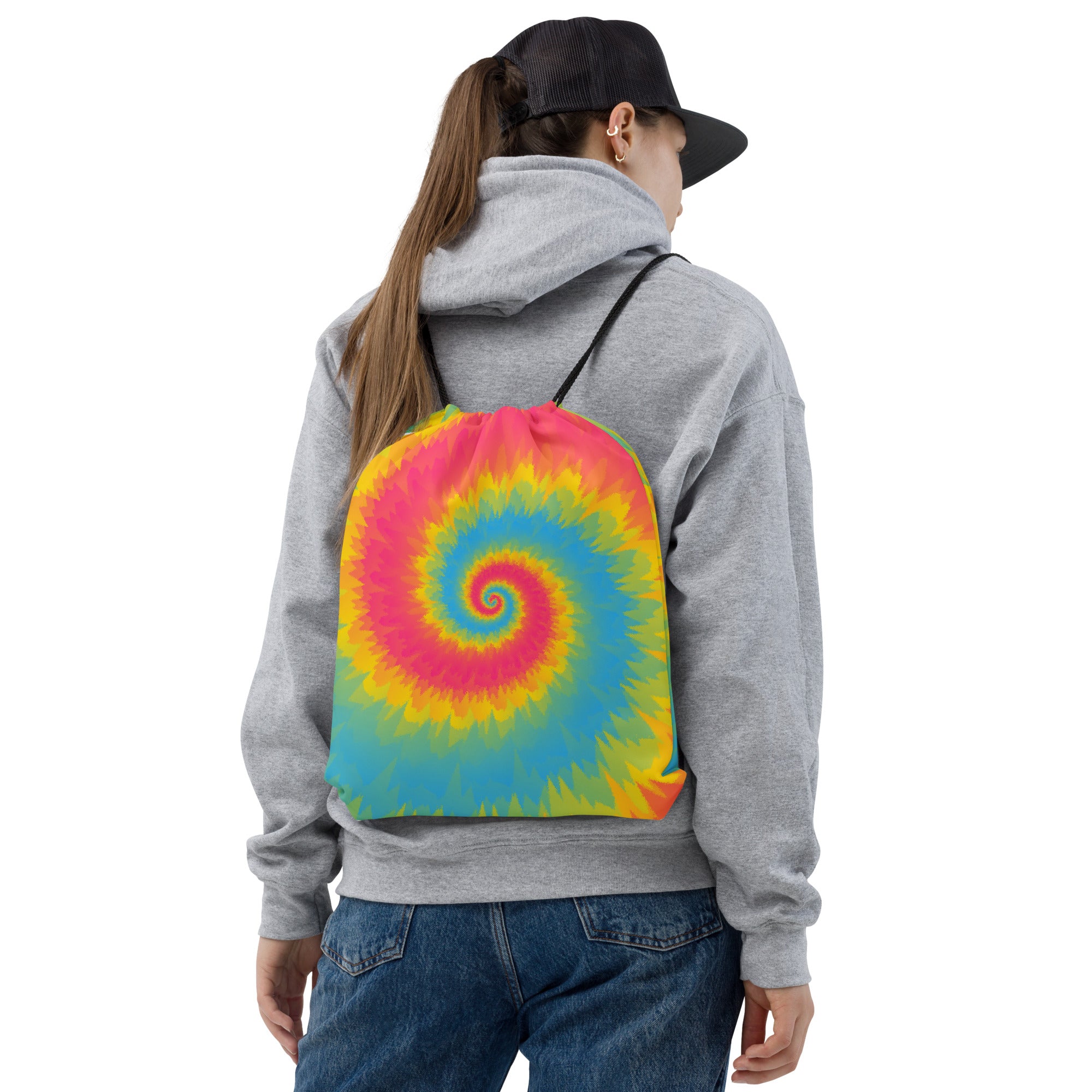 Drawstring Bag-Tie Dye Spiral-Pansexual