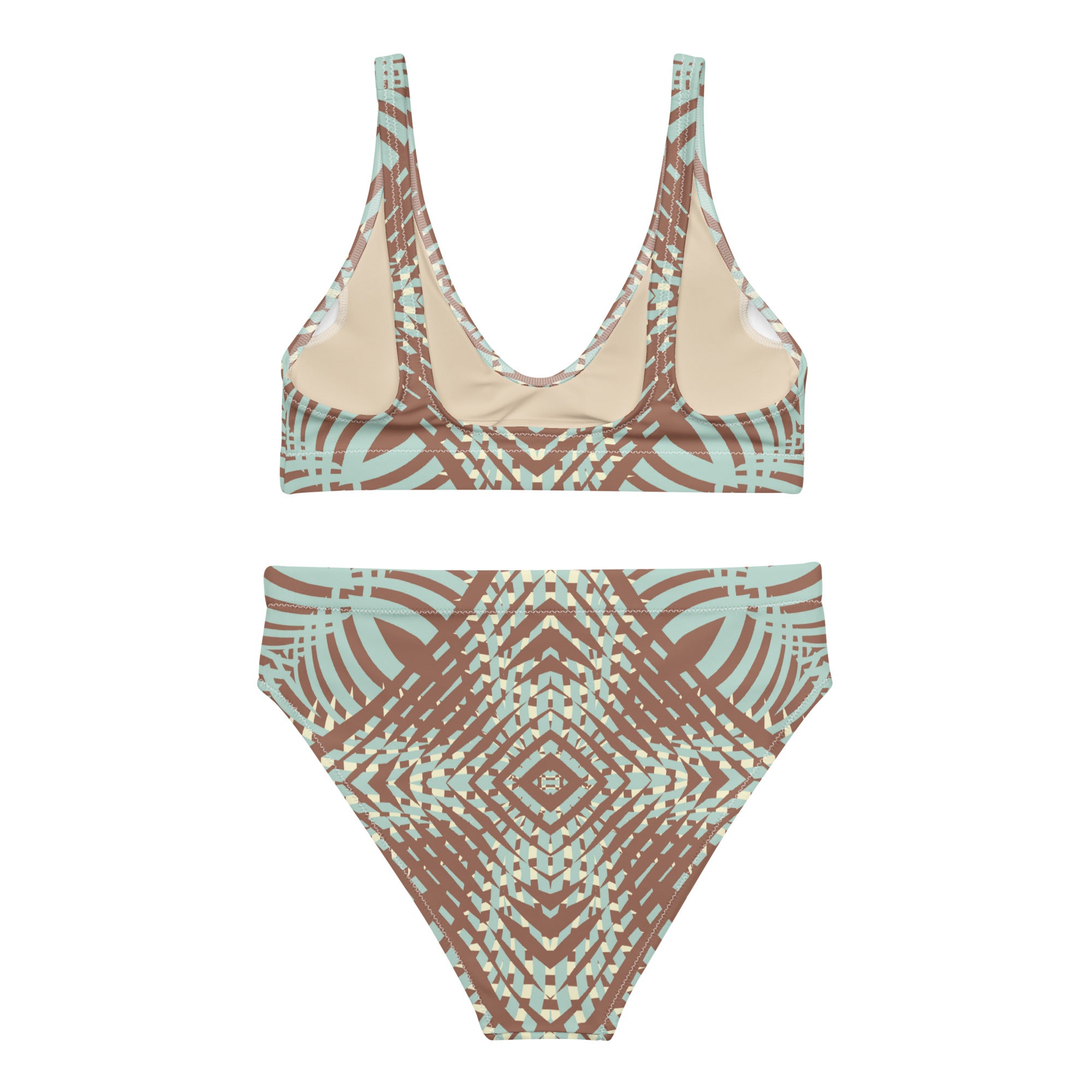 Recycled high-waisted bikini- African Motif Pattern II