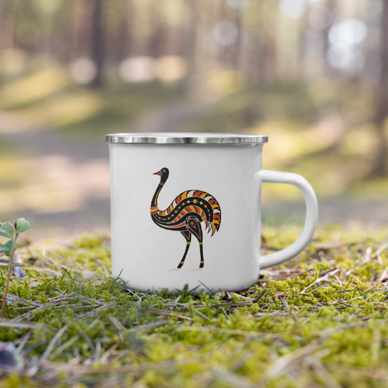 Enamel Mug- Australian Tribal Painting Ostrich