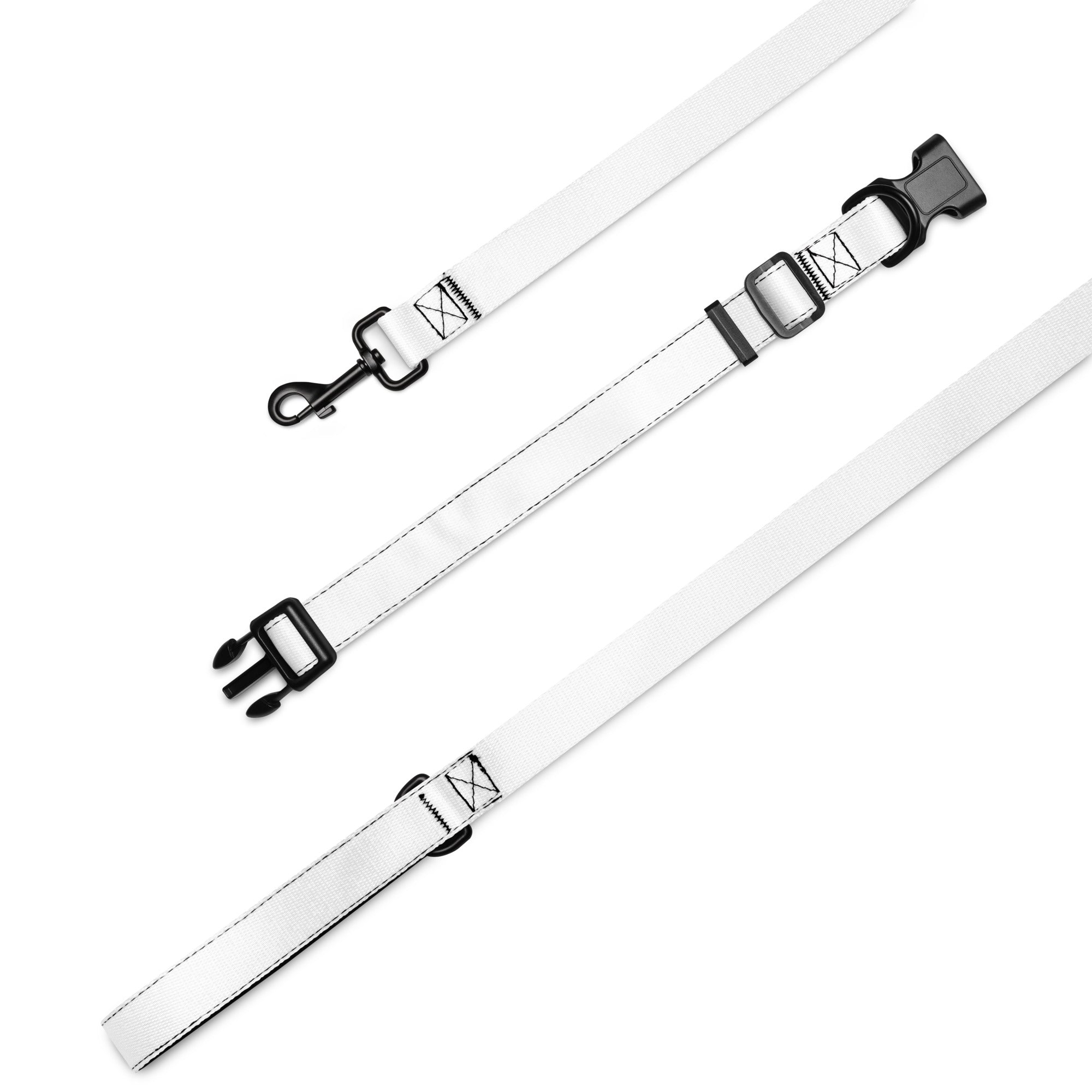 Pet collar & leash- White