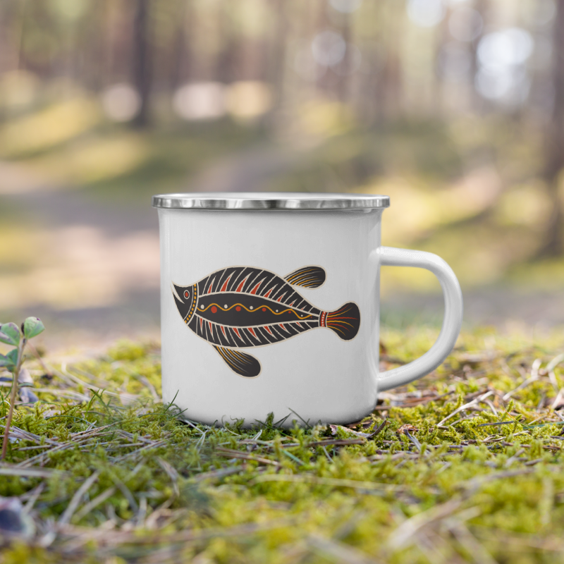 Enamel Mug- Australian Tribal Painting Fish Figure I