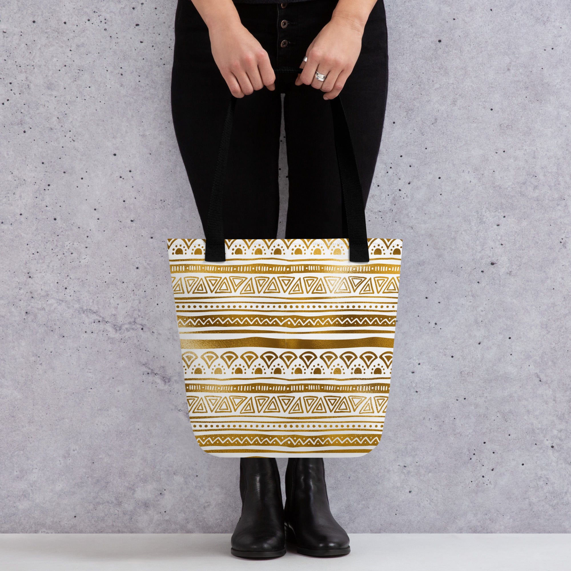 Tote bag- Tribal Patterns White