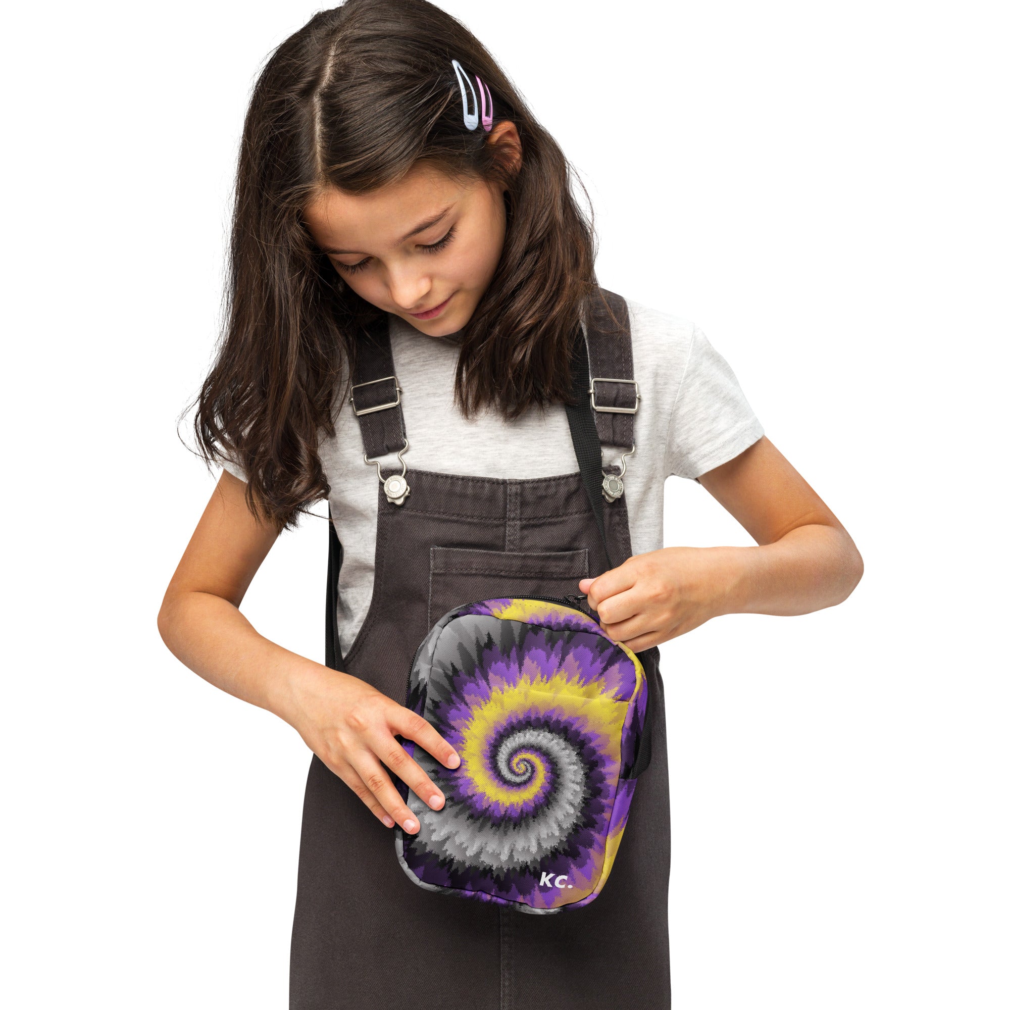 Utility crossbody bag-Tie Dye Spiral - Nonbinary