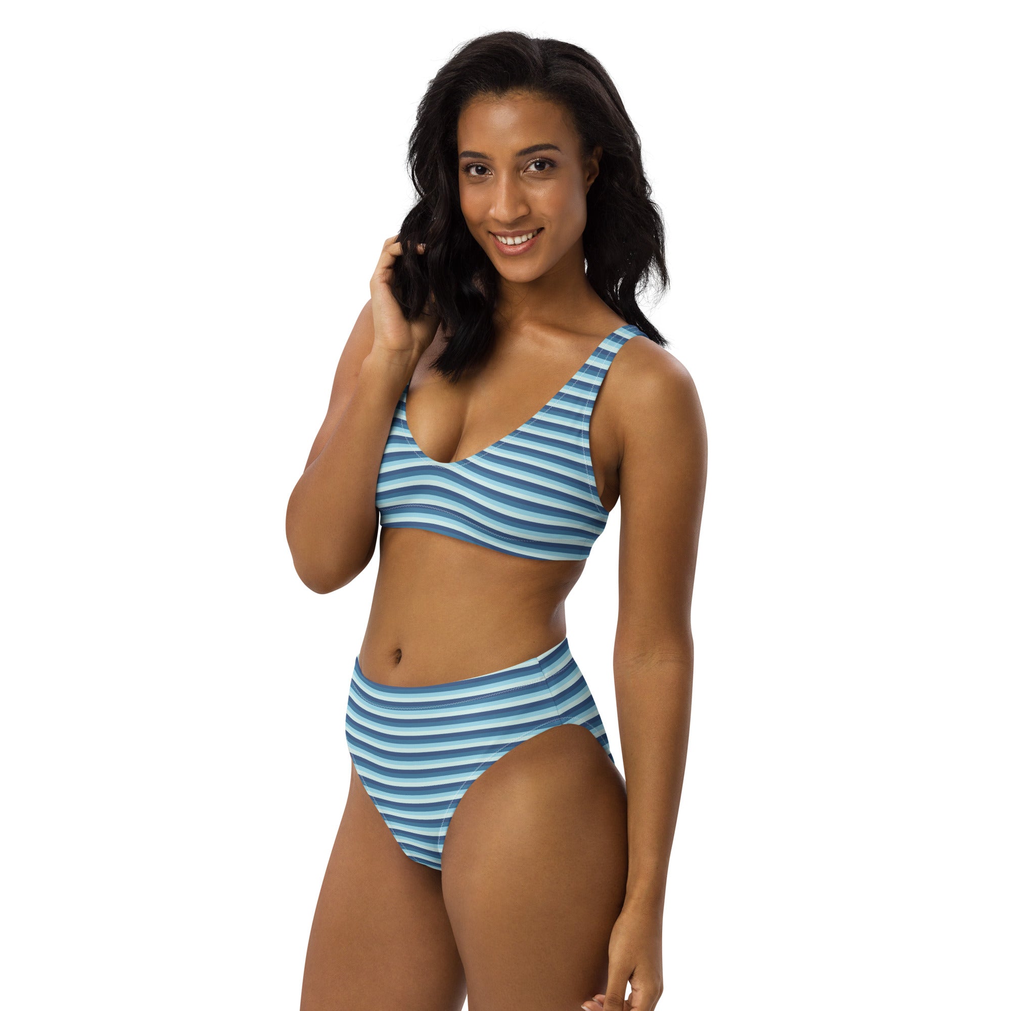 Recycled High-Waisted Colorful Striped Bikini XIII