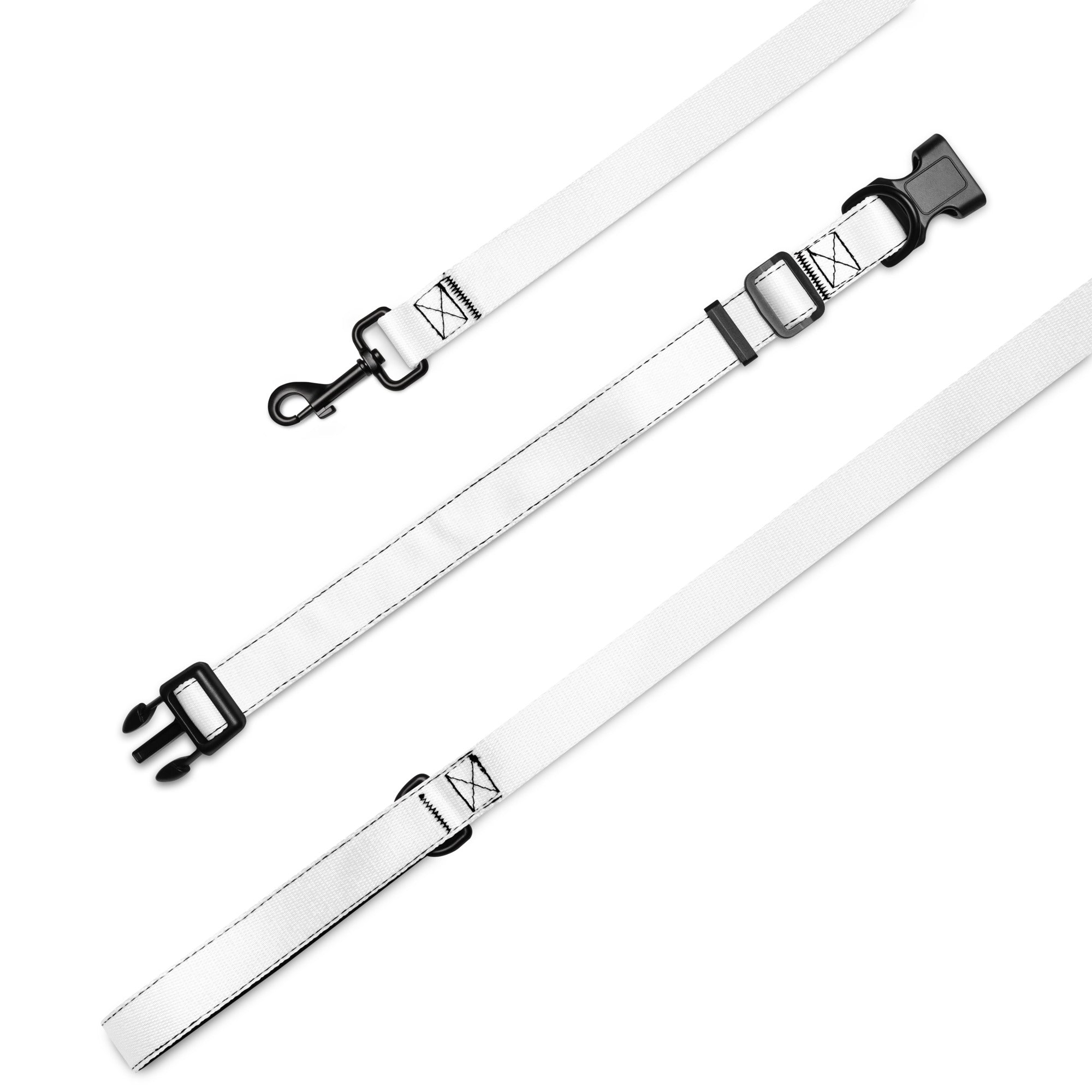 Pet collar & leash- White