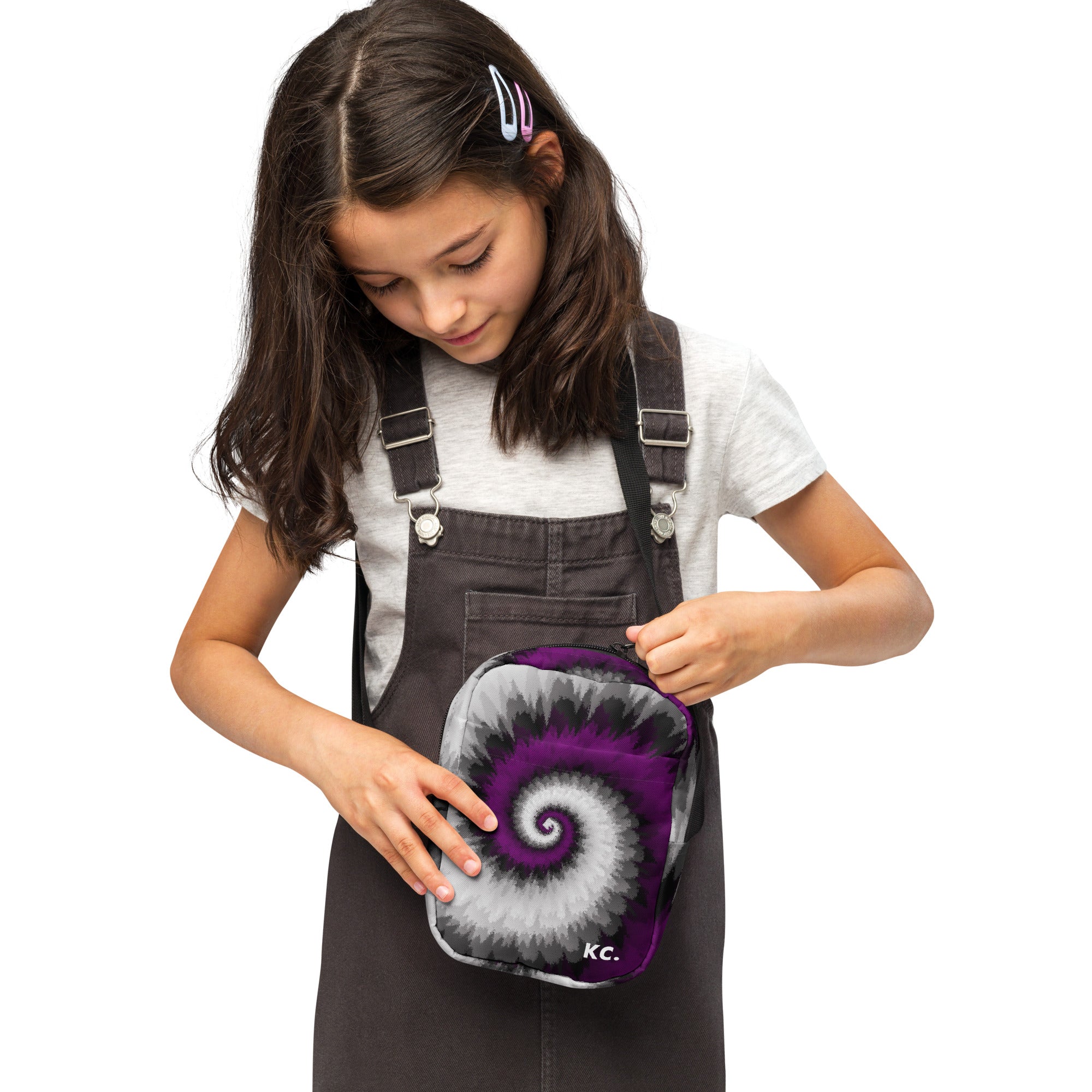 Utility crossbody bag-Tie Dye Spiral - Asexual