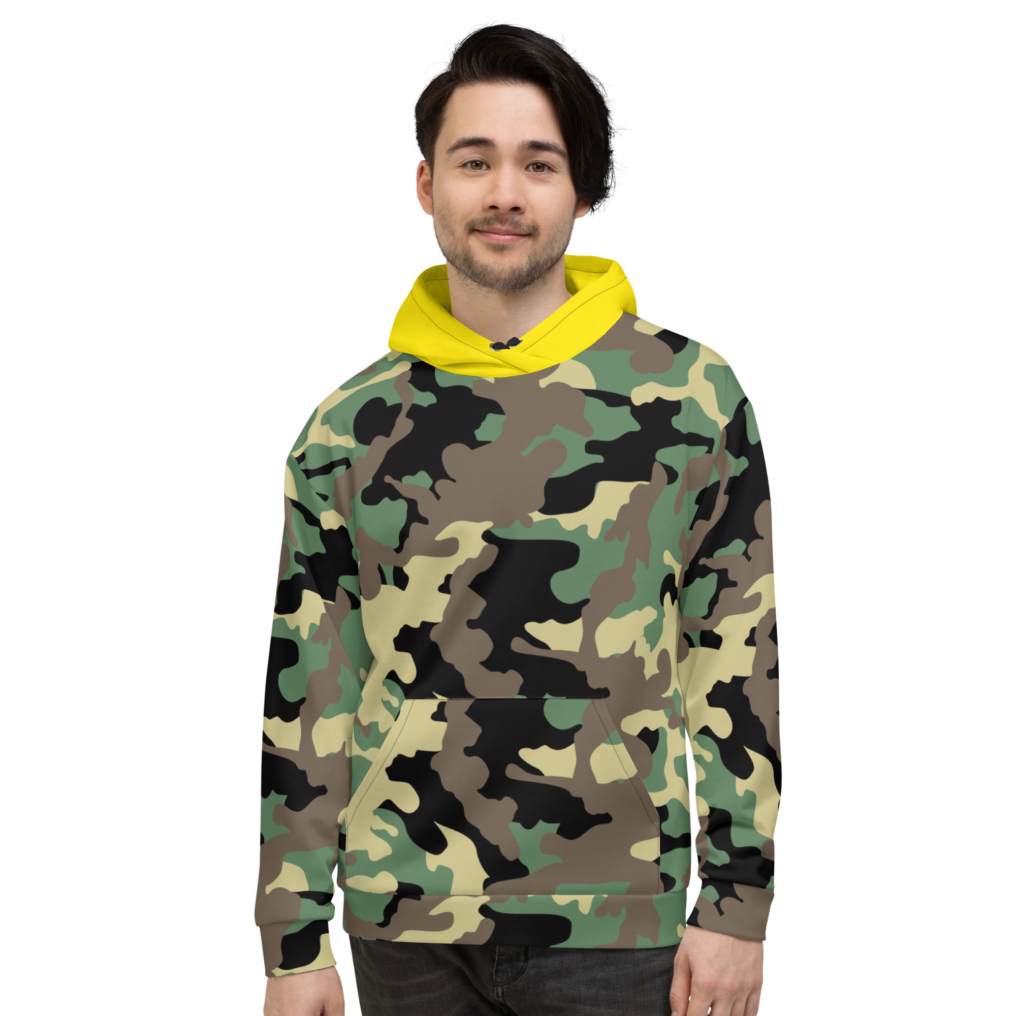 Unisex Hoodie-Jungle Camo with Highvisibility Yellow Hood