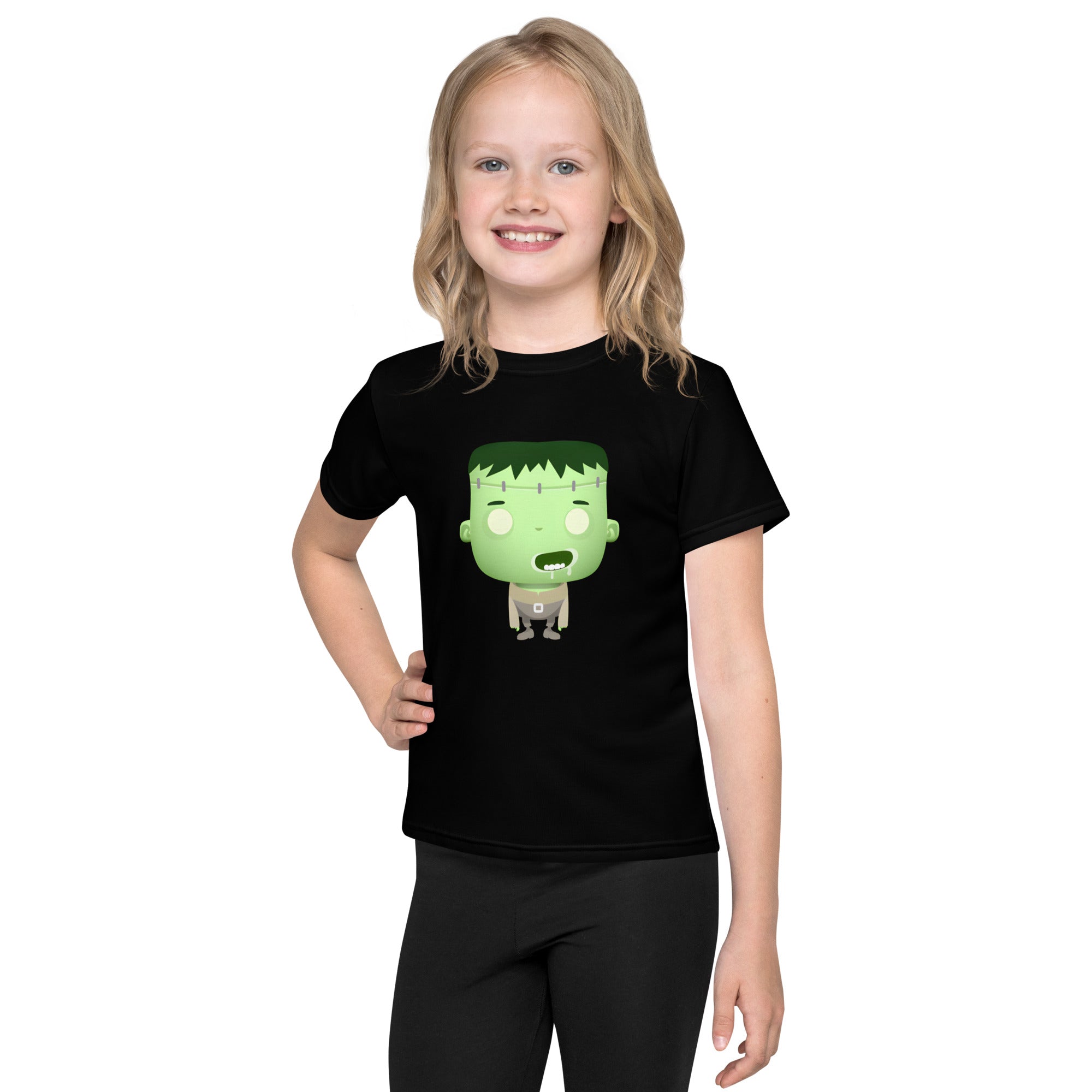 Kids crew neck t-shirt-Spooky Halloween Monster-Franky