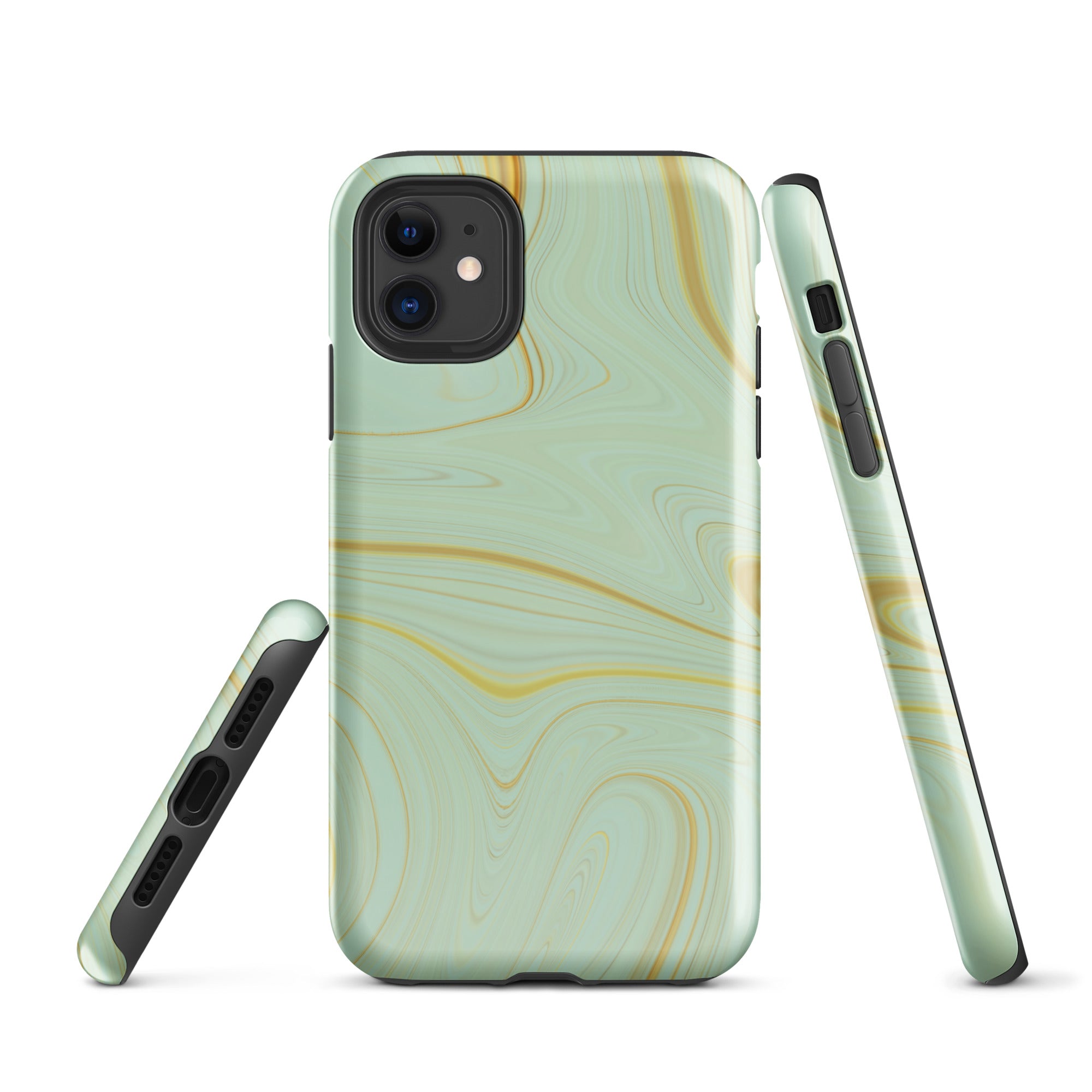 Tough Case for iPhone®- Liquid Gold Marble Green
