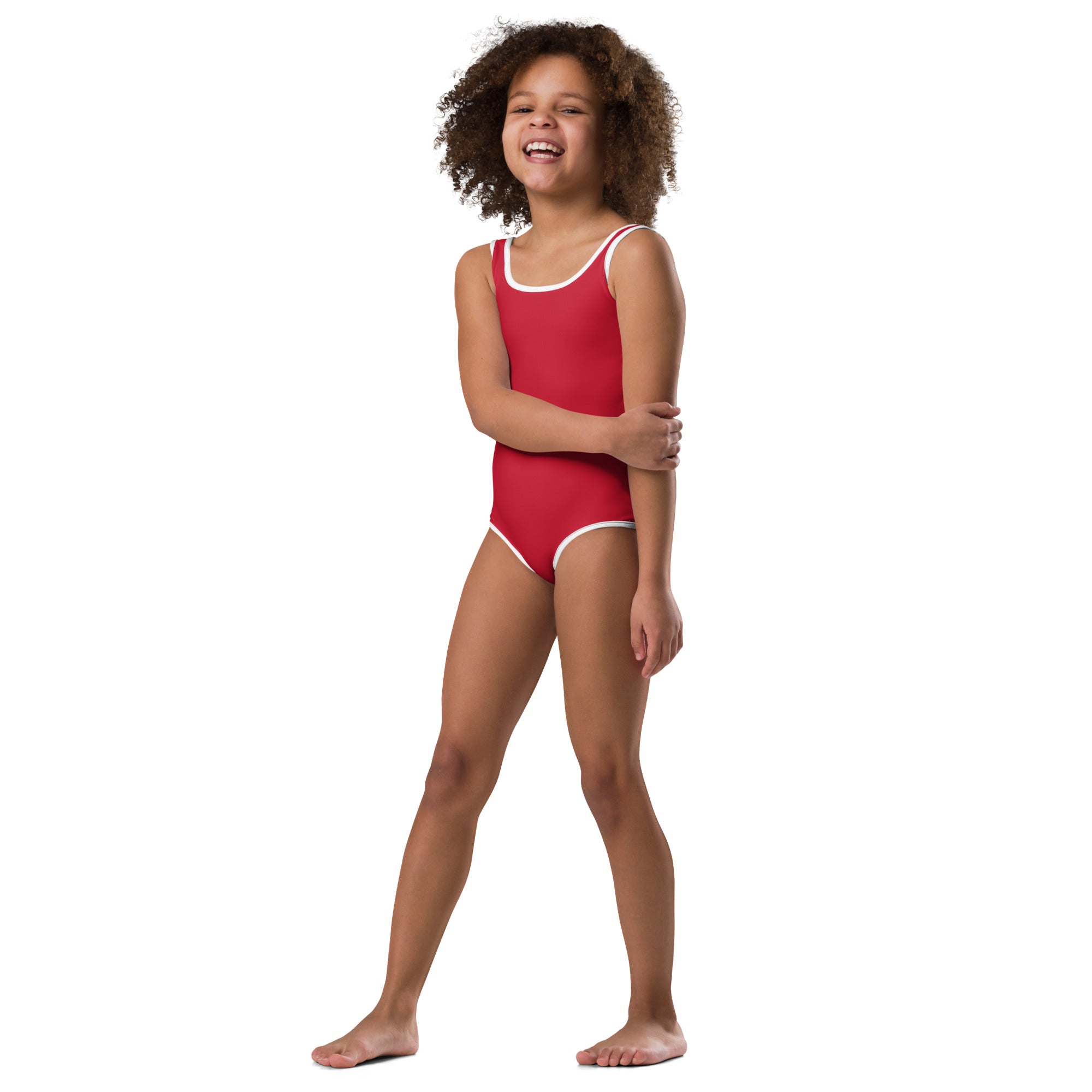 All-Over Print Kids Swimsuit- Red