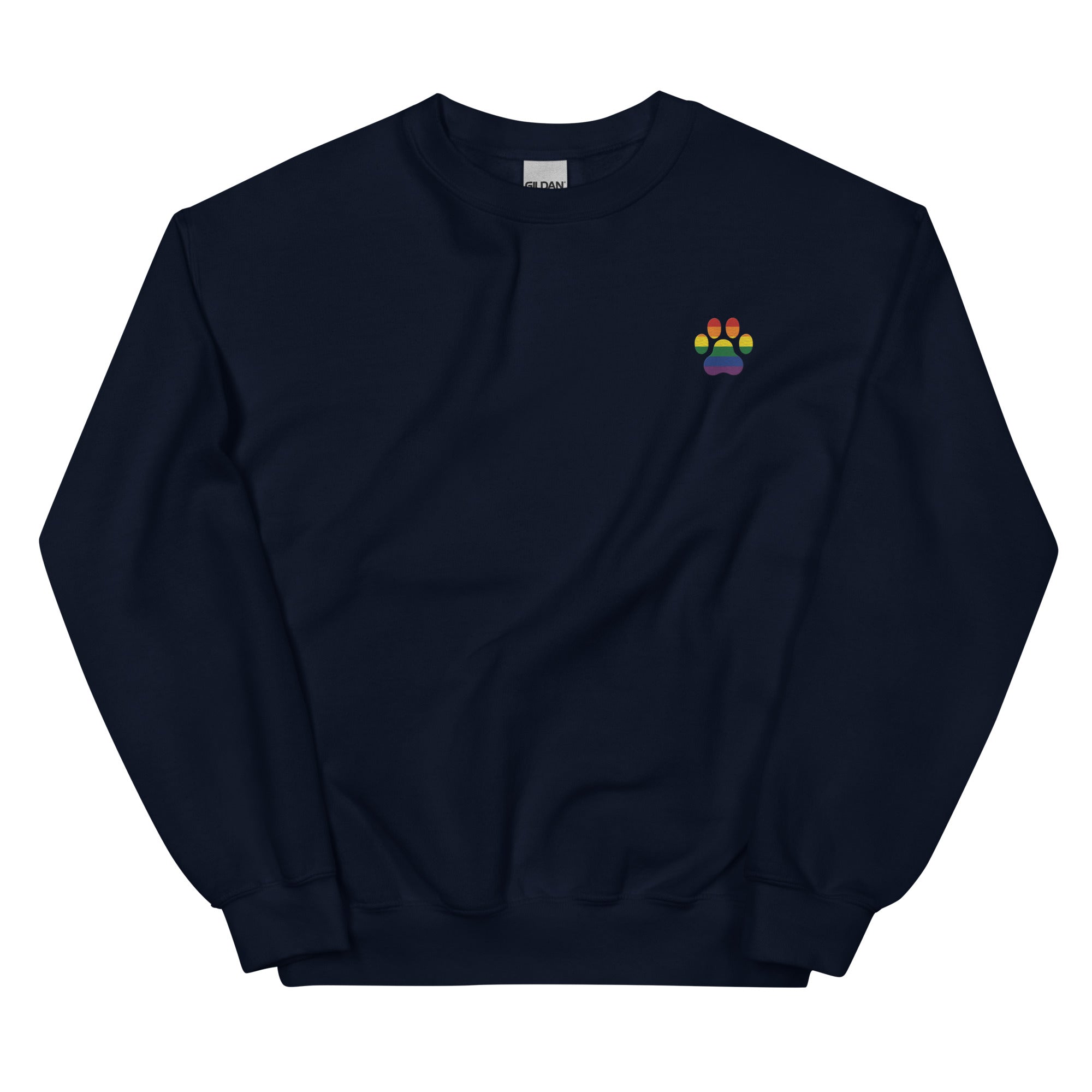 Dog Paw Embroidered Unisex Sweatshirt-Rainbow