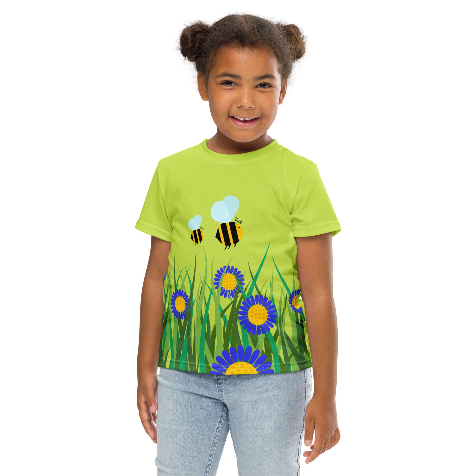 Kids crew neck t-shirt-Beetiful Flower Garden II Mindaro