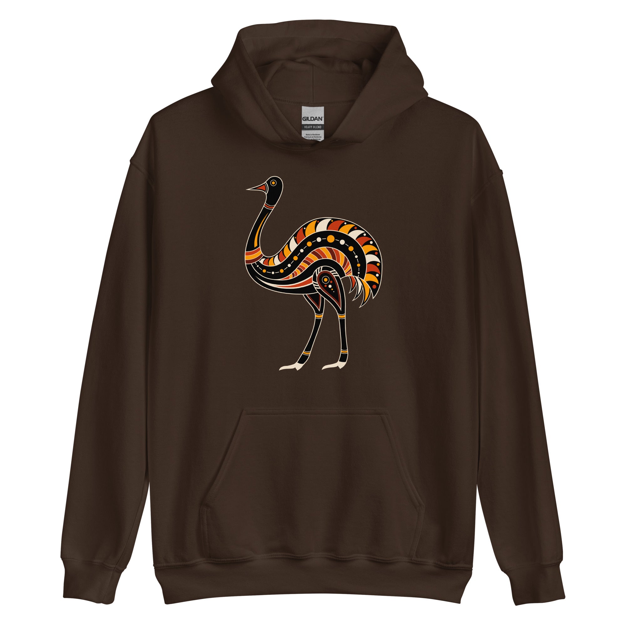 Unisex Hoodie- Australian Tribal Figure Ostrich