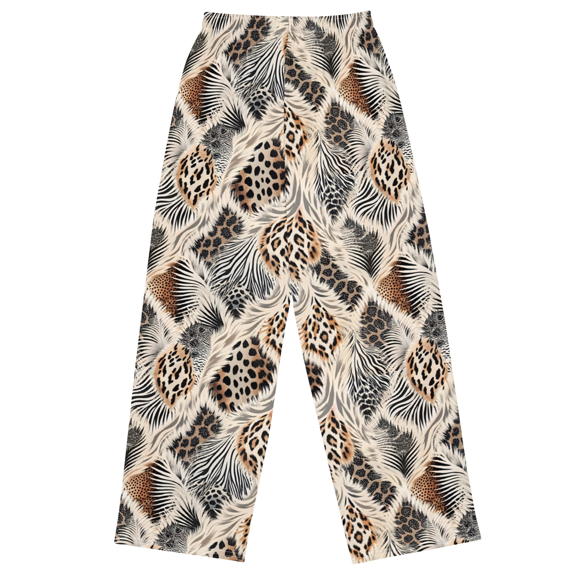 unisex wide-leg pants- Artsy Animal Print Design I