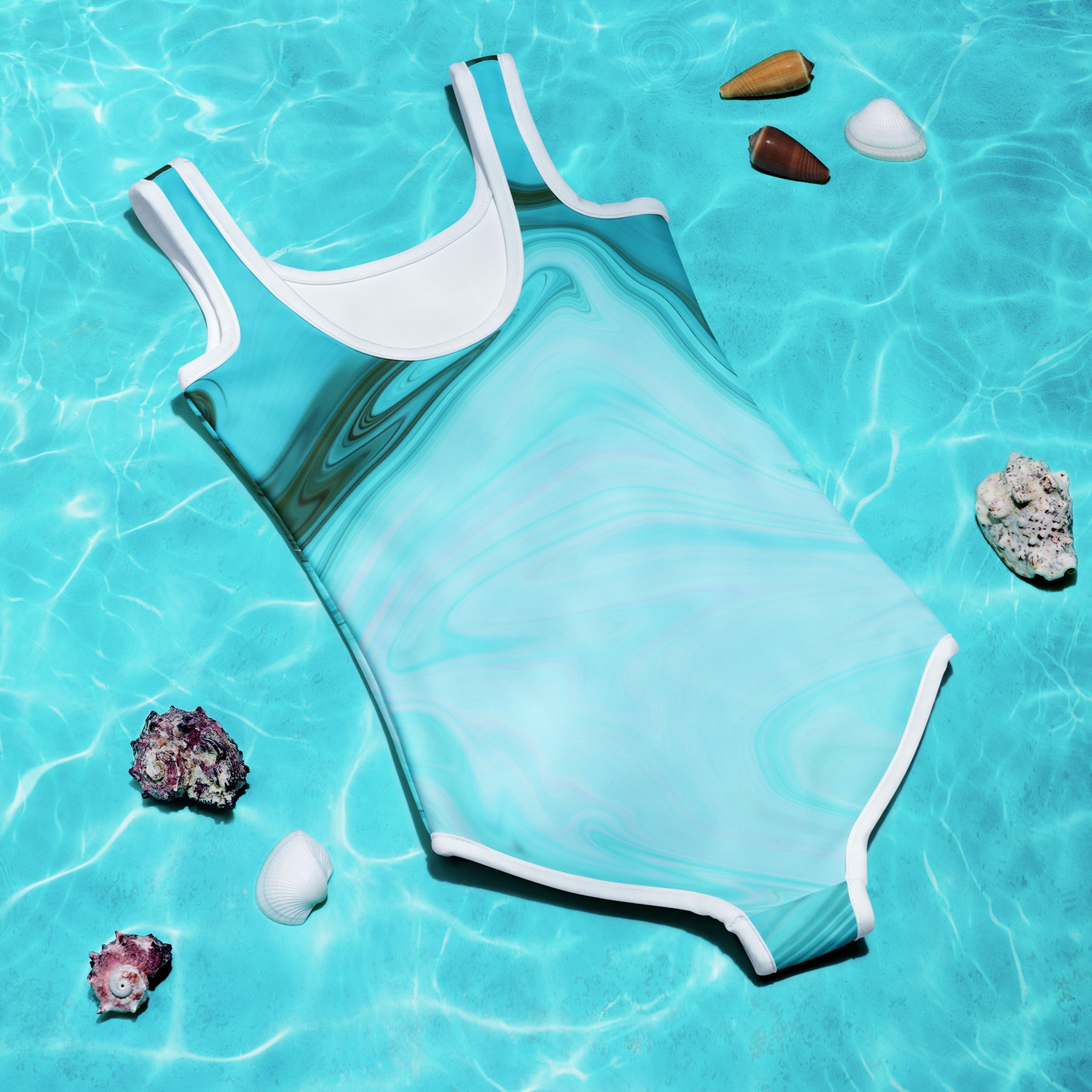 Kids Swimsuit- Liquide Marble Blue
