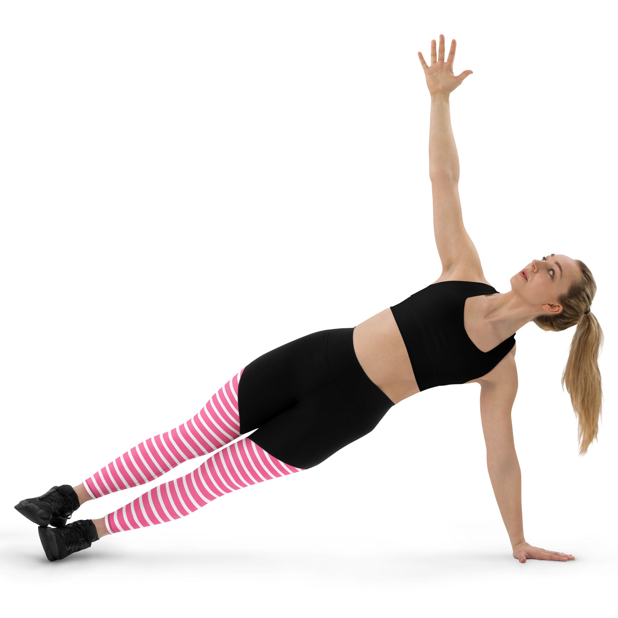 Sports Leggings- Pink Stripes