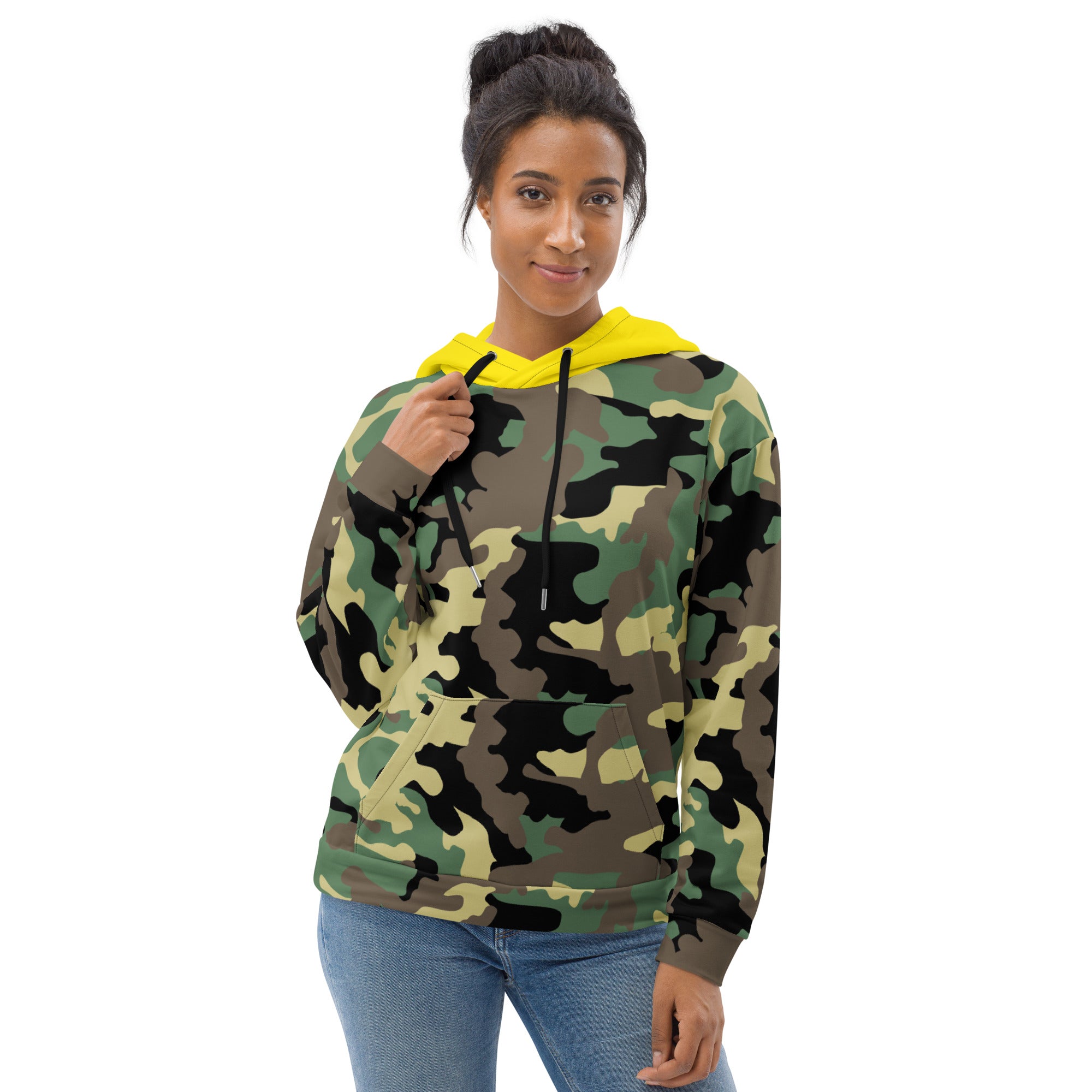 Unisex Hoodie-Jungle Camo with Highvisibility Yellow Hood