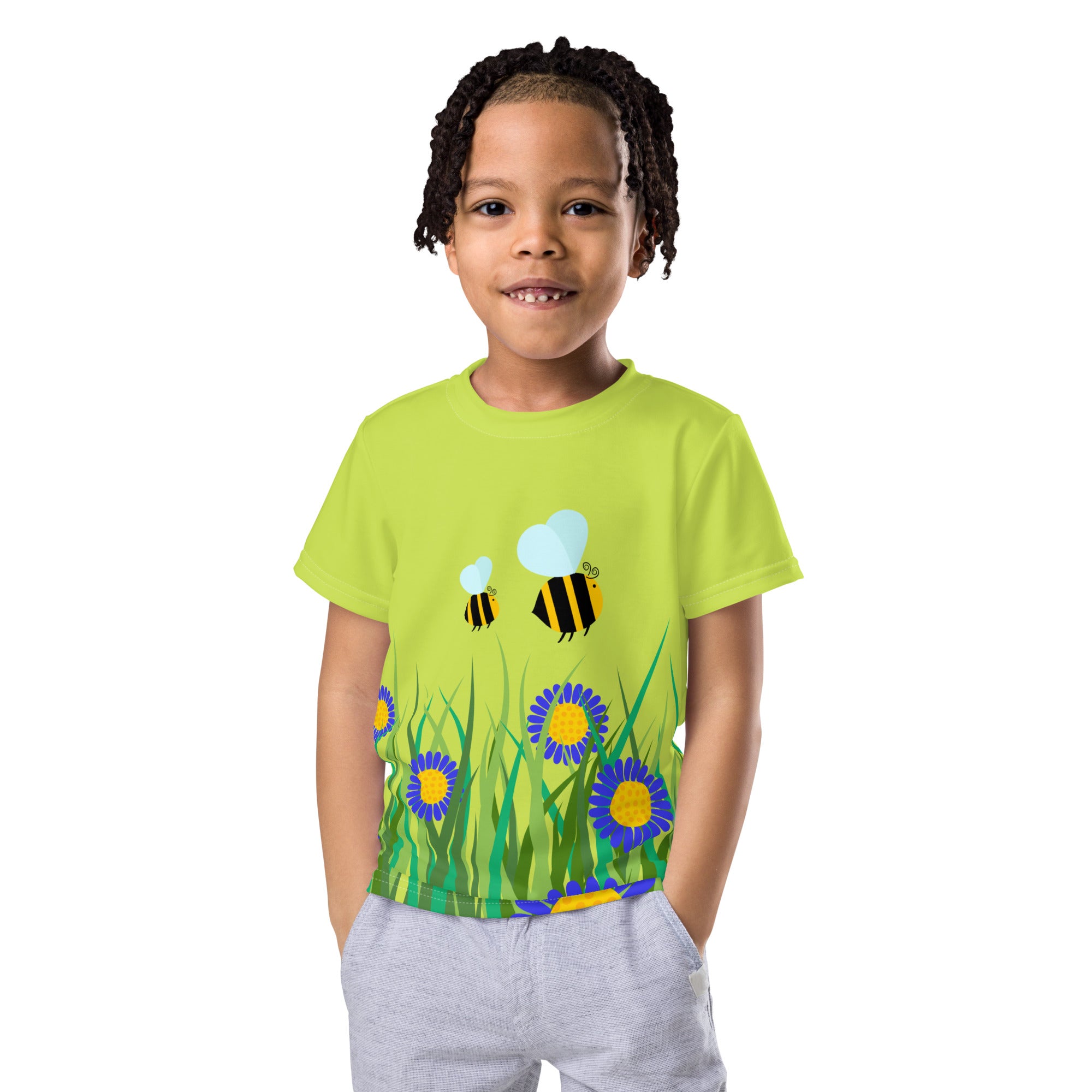 Kids crew neck t-shirt-Beetiful Flower Garden II Mindaro