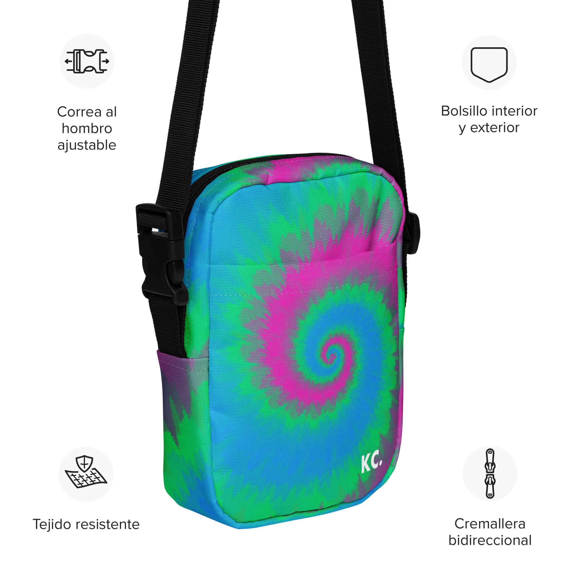 Utility crossbody bag-Tie Dye Spiral - Polysexual