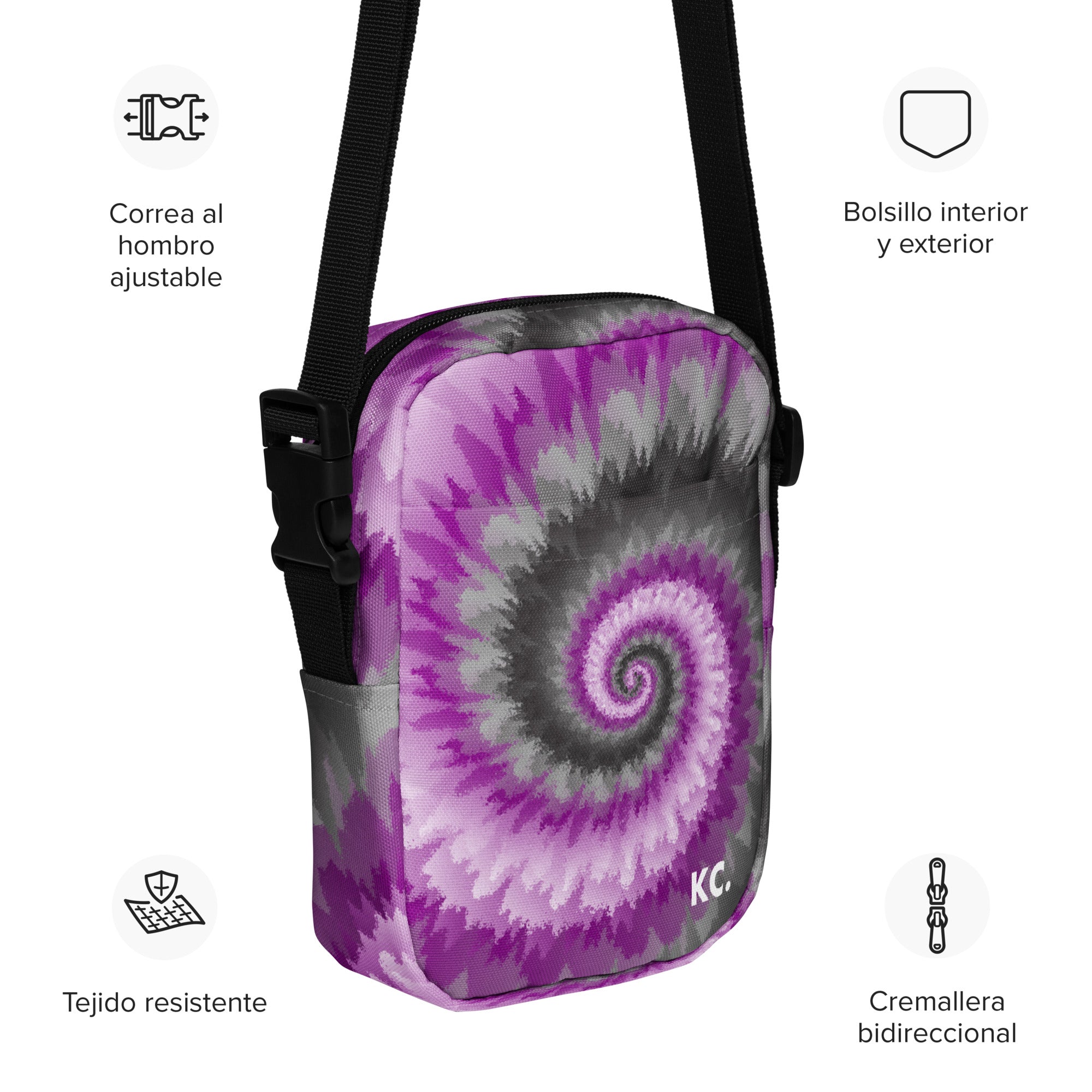 Utility crossbody bag-Tie Dye Spiral - Demisexual