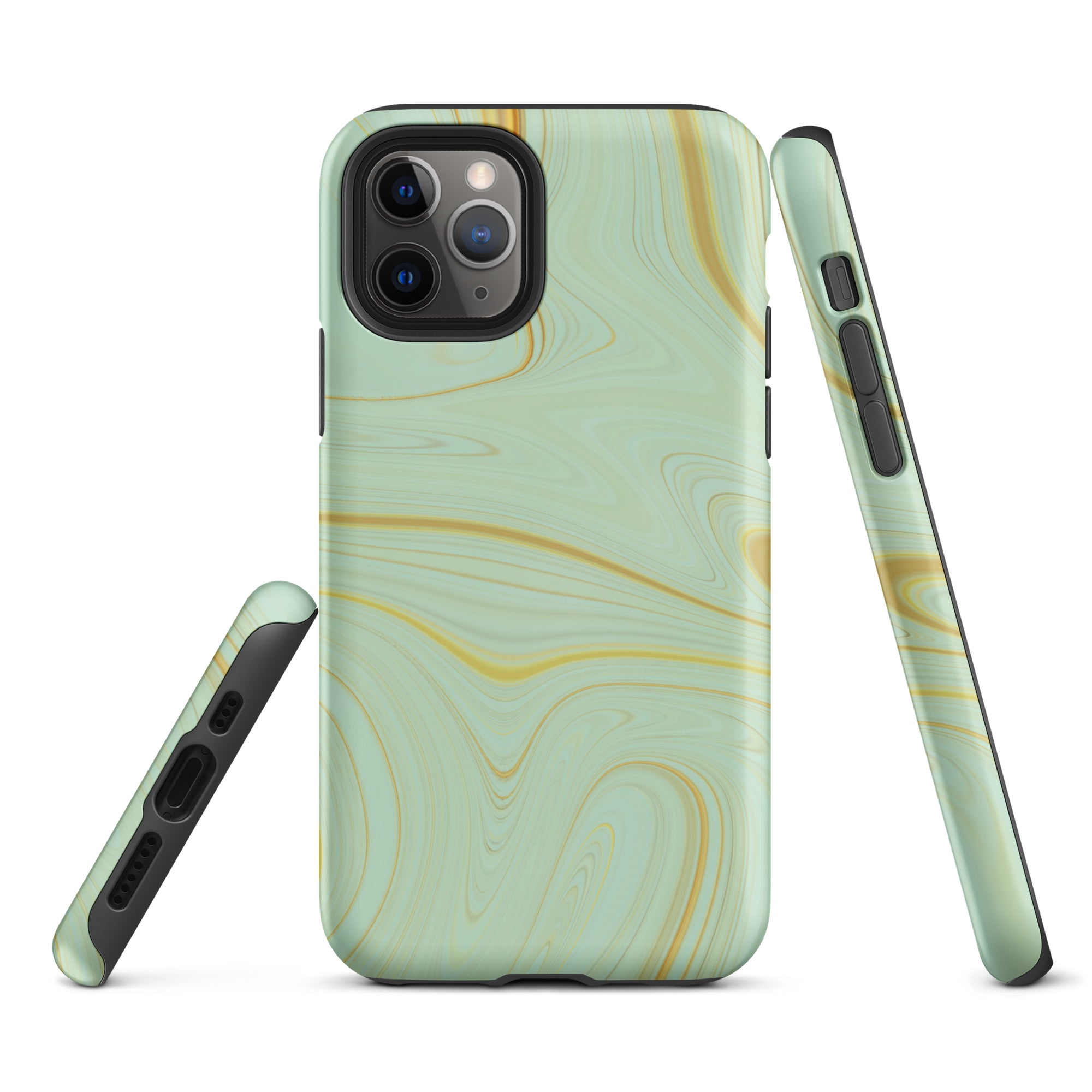 Tough Case for iPhone®- Liquid Gold Marble Green