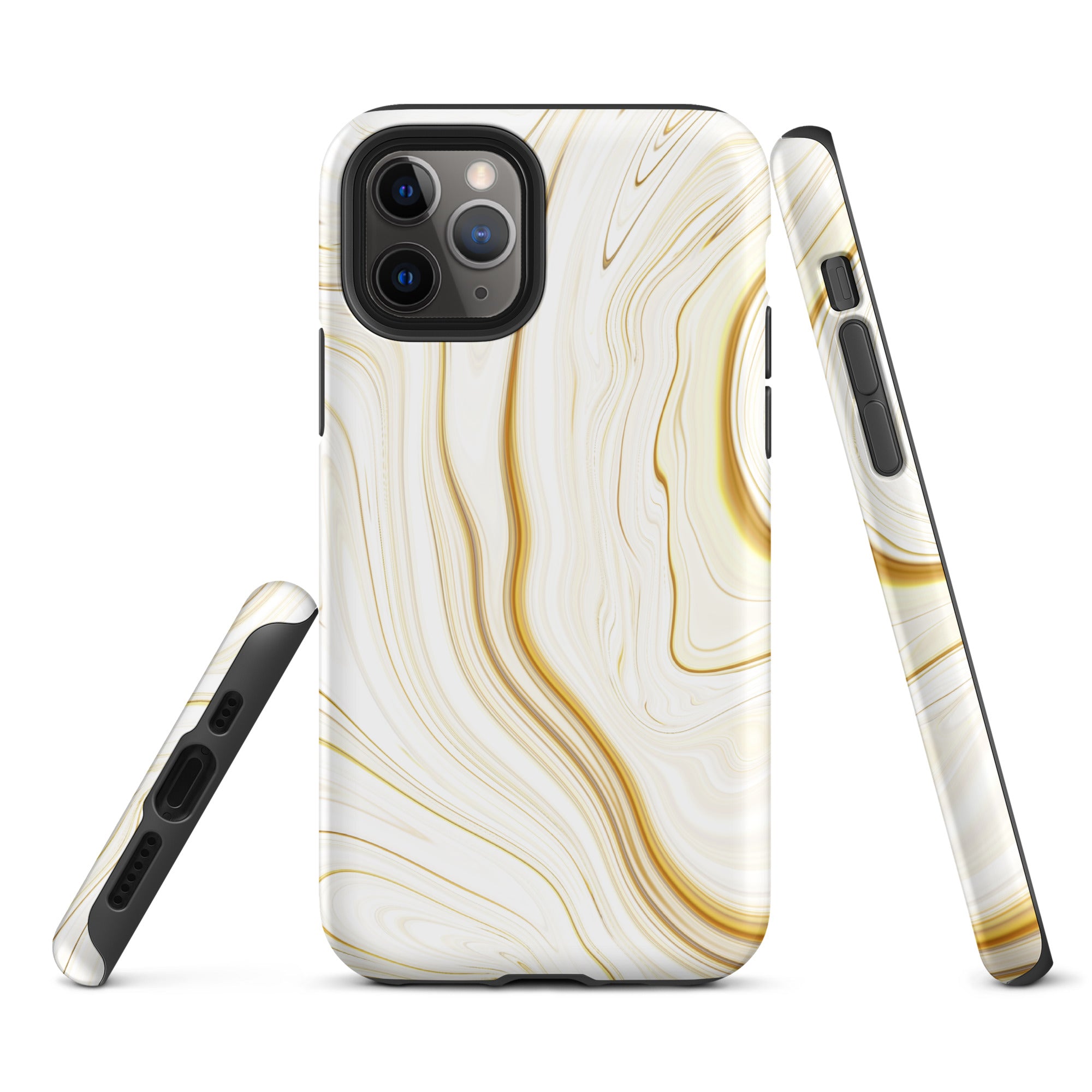 Tough Case for iPhone®- Liquid Gold Marble White