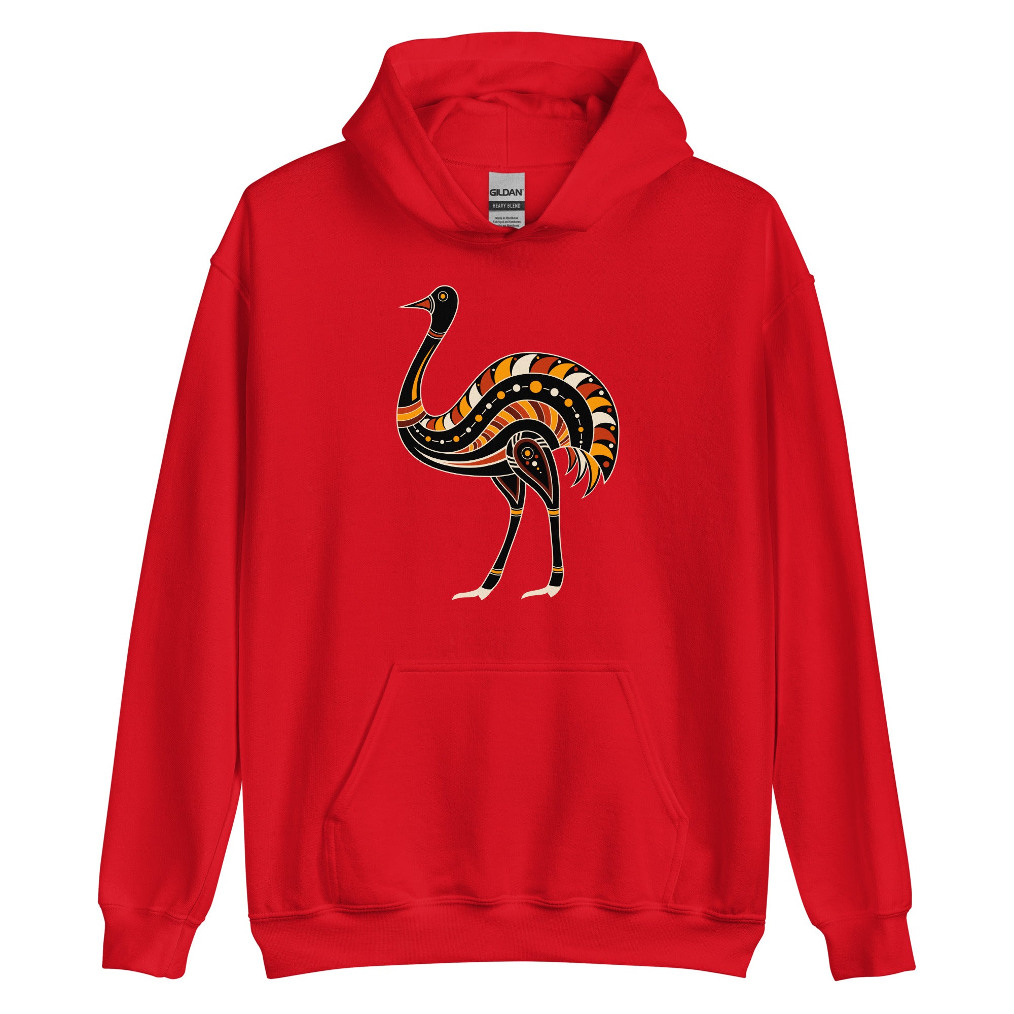 Unisex Hoodie- Australian Tribal Figure Ostrich
