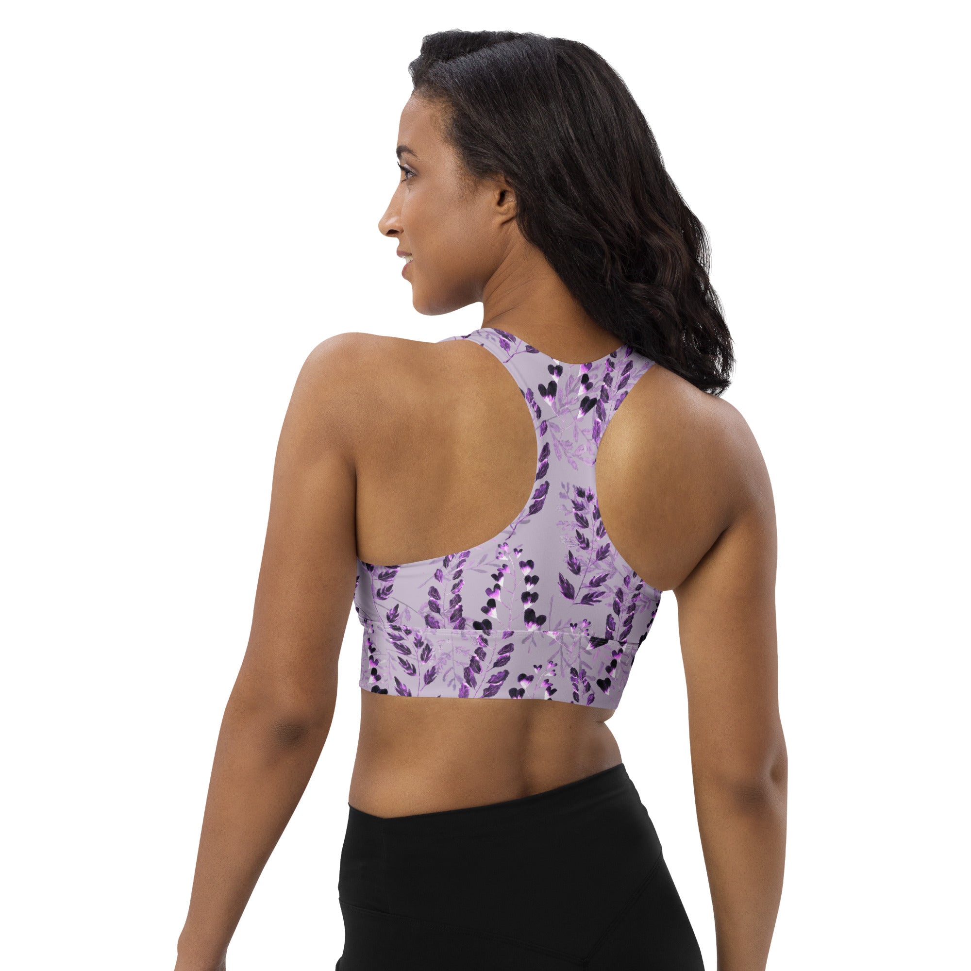 Longline sports bra- Purple Fern