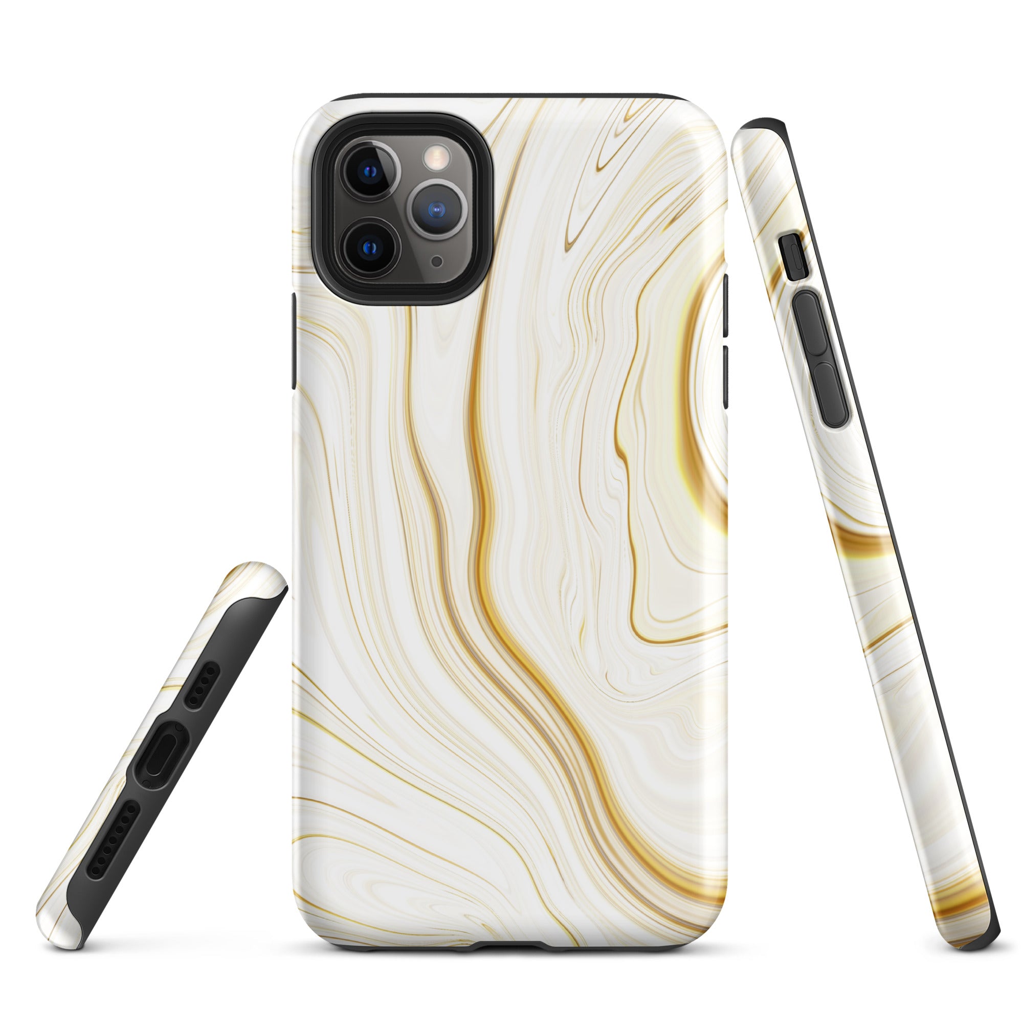 Tough Case for iPhone®- Liquid Gold Marble White