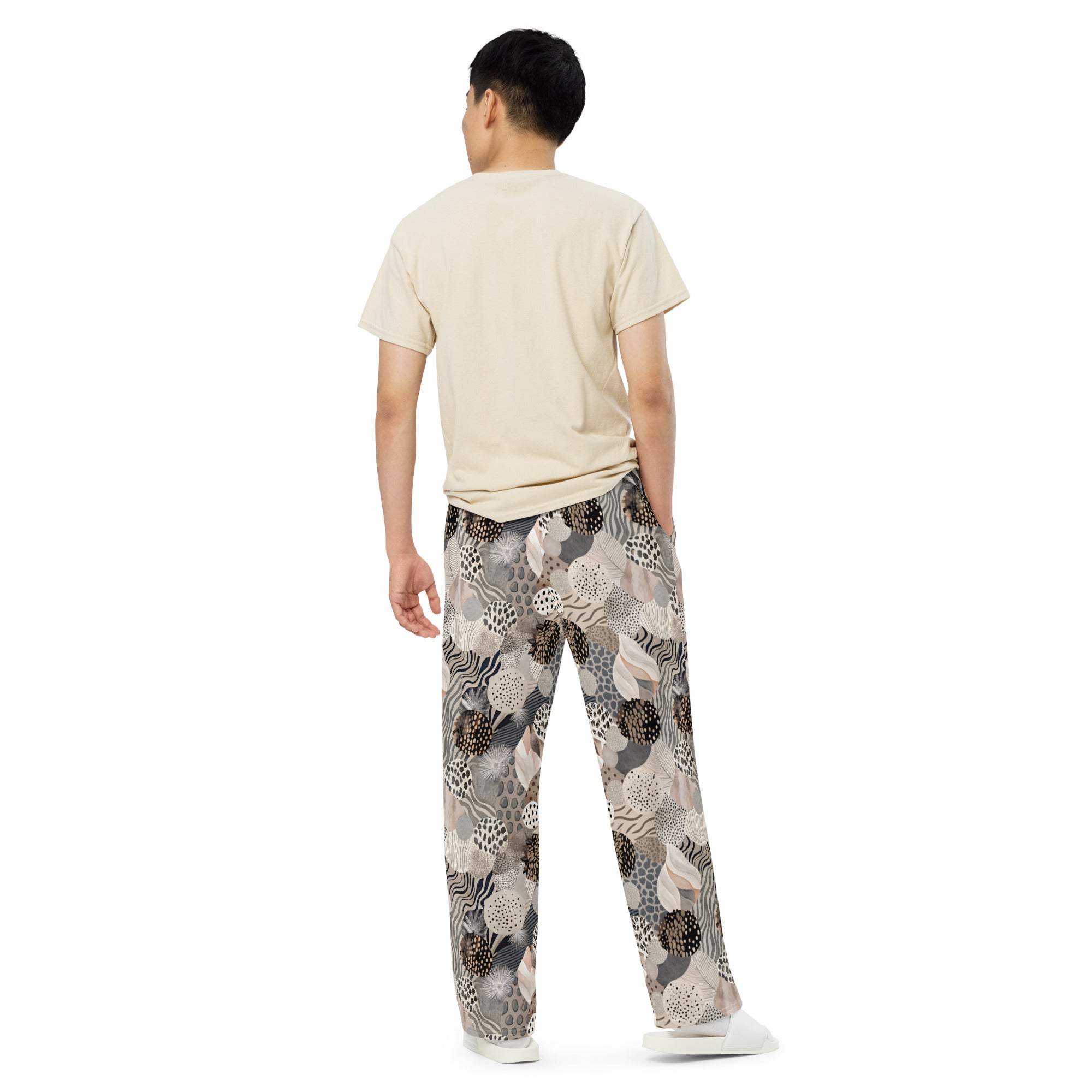 unisex wide-leg pants- Artsy Animal Print Design VII