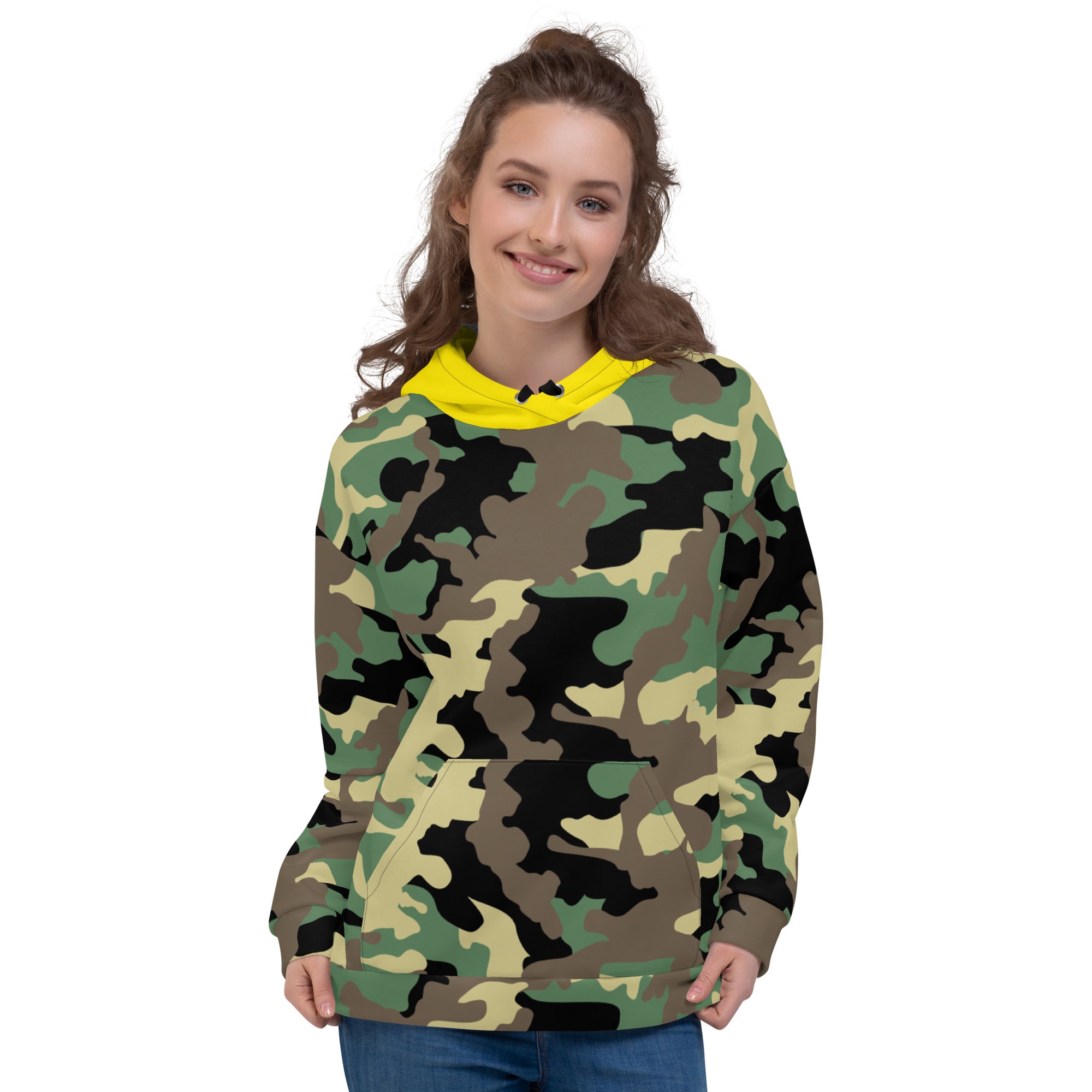 Unisex Hoodie-Jungle Camo with Highvisibility Yellow Hood