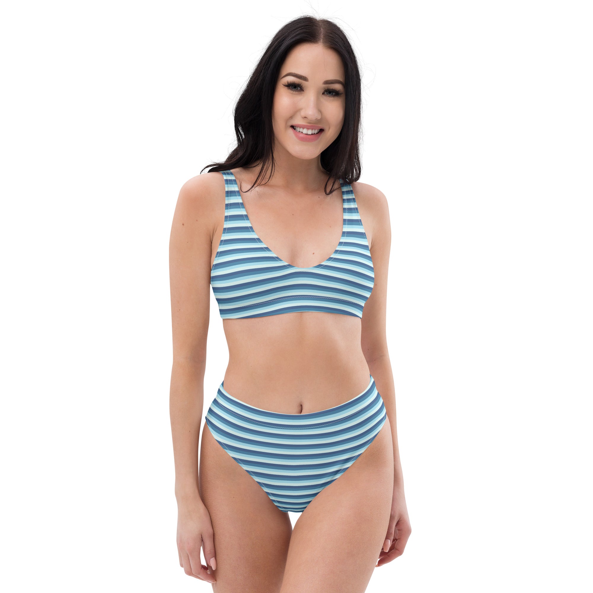Recycled High-Waisted Colorful Striped Bikini XIII