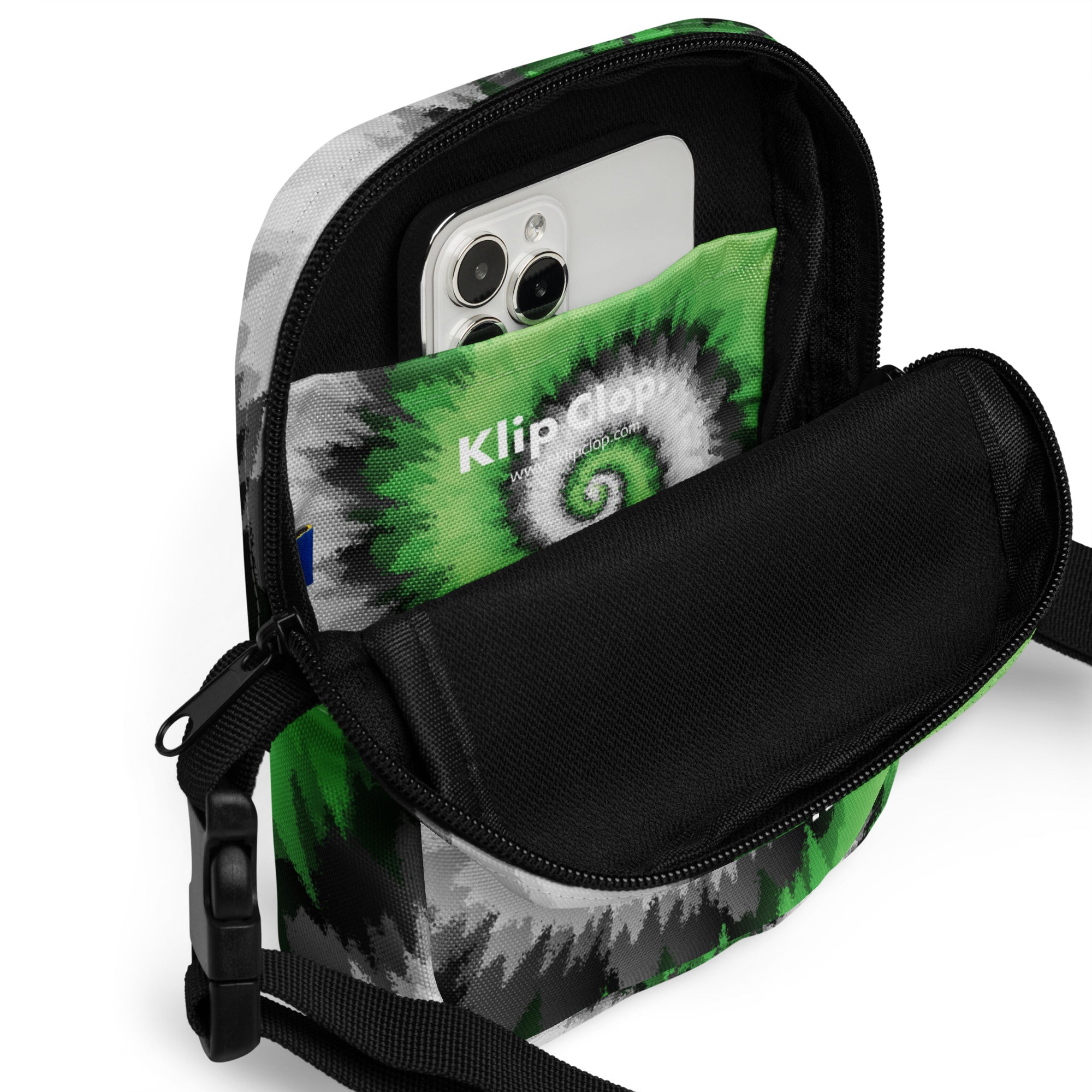 Utility crossbody bag-Tie Dye Spiral - Aromantic