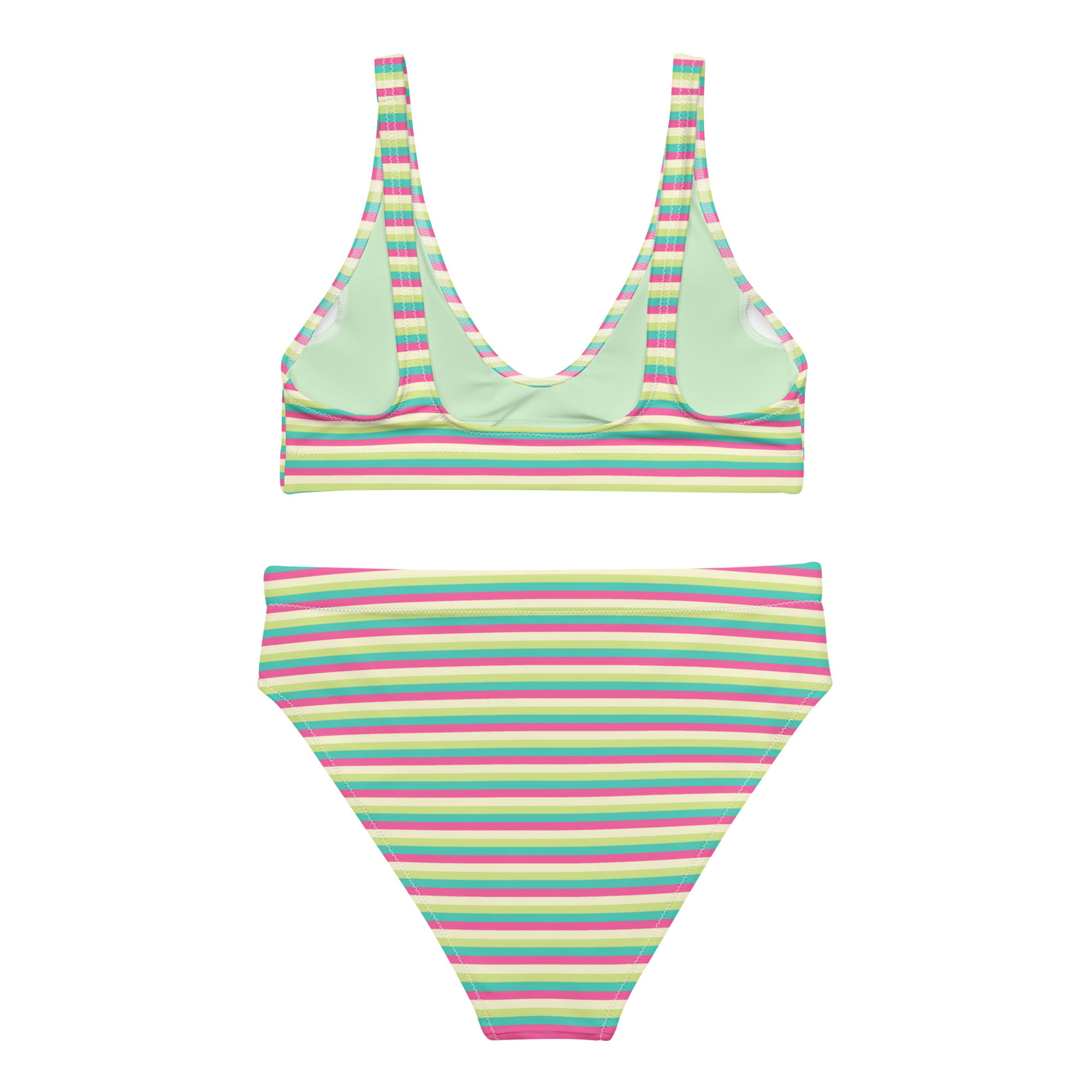 Recycled High-Waisted Colorful Striped Bikini III