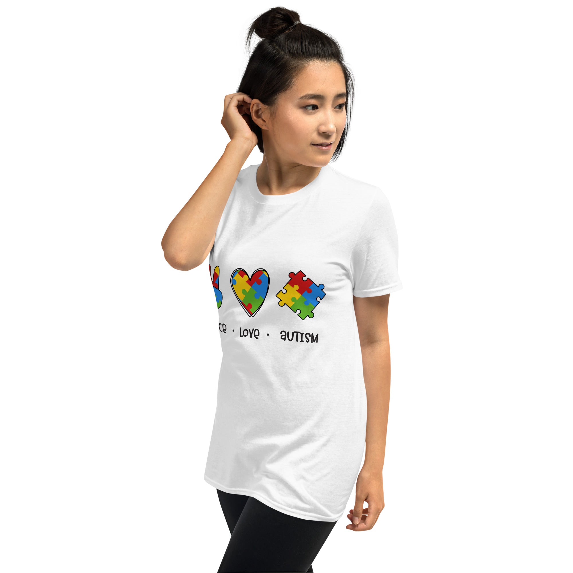 Short-Sleeve Unisex T-Shirt- Peace Love Autism