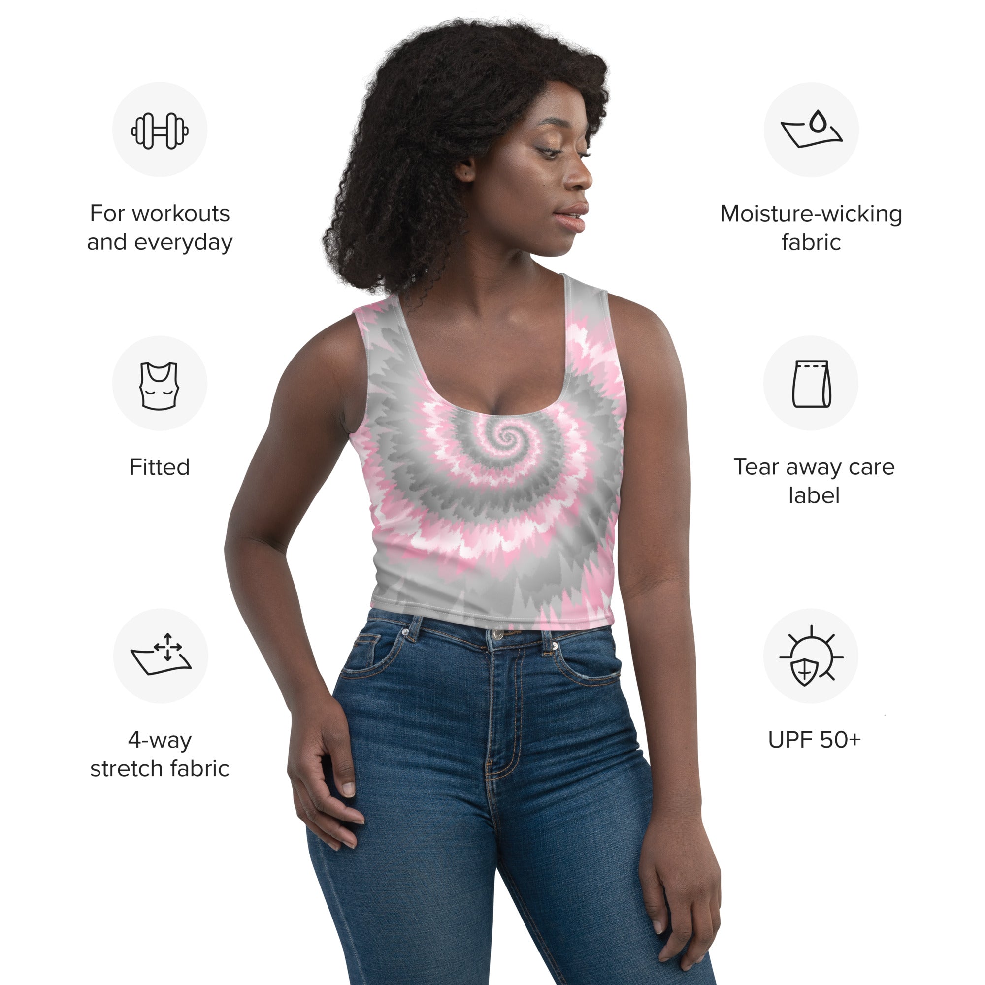 Crop Top-Tie Dye Spiral - Demigirl