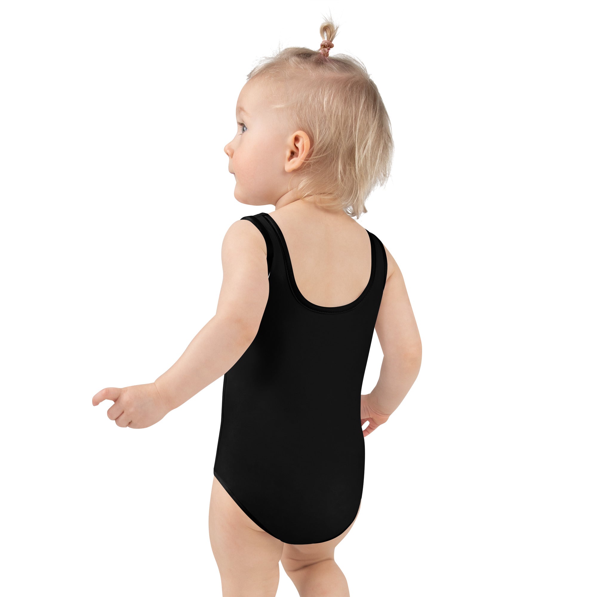 All-Over Print Kids Swimsuit- Black