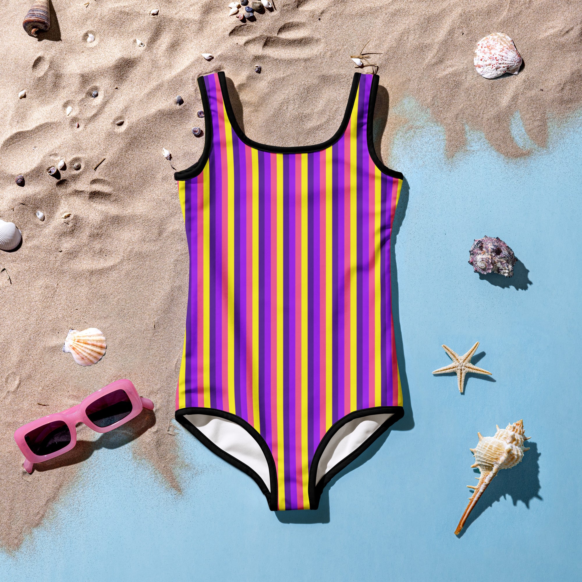 Colorful Striped Kids Swimsuit VI