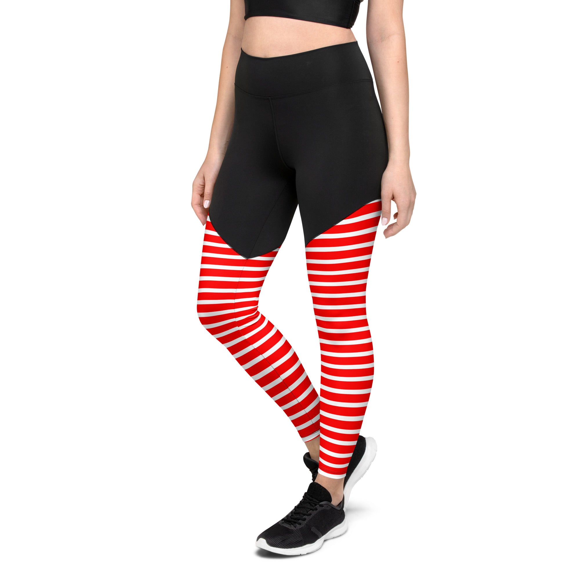 Sports Leggings- Red Stripes