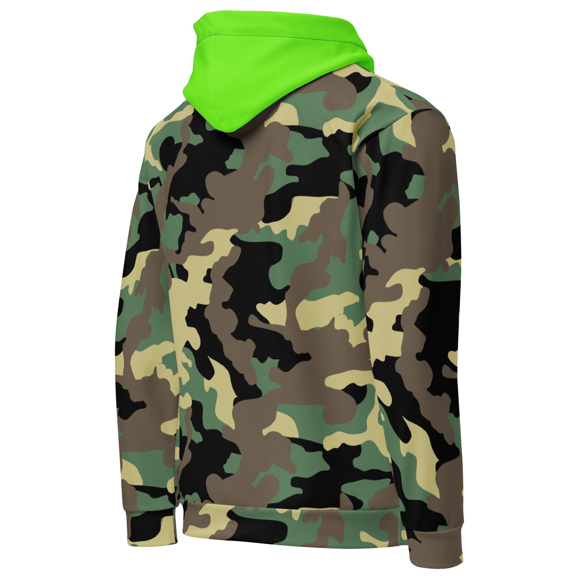 Unisex Hoodie-Jungle Camo with Highvisibility Green Hood