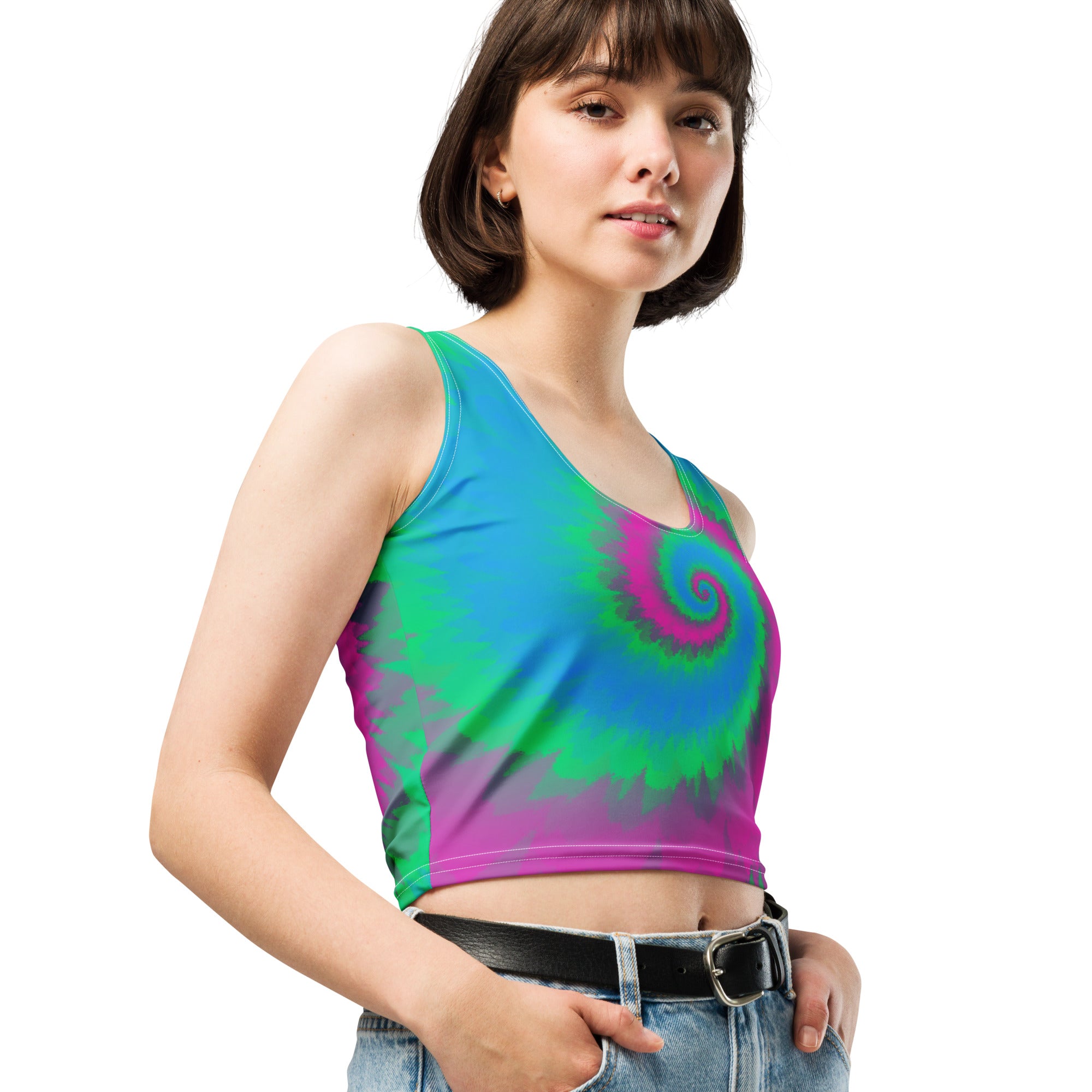 Crop Top-Tie Dye Spiral - Polysexual